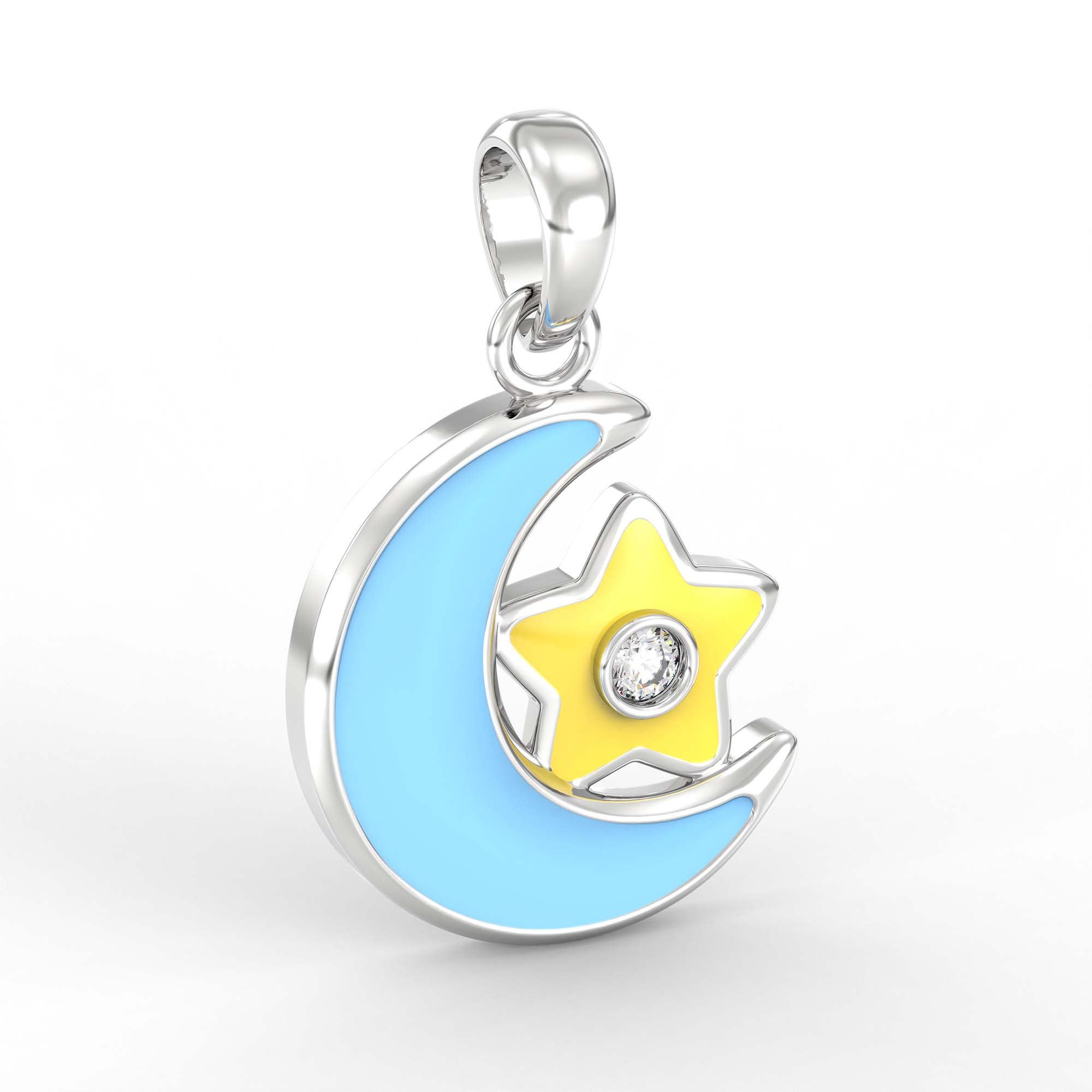 Kids Pendant in 18K White Gold with Lab grown diamond thumbnail