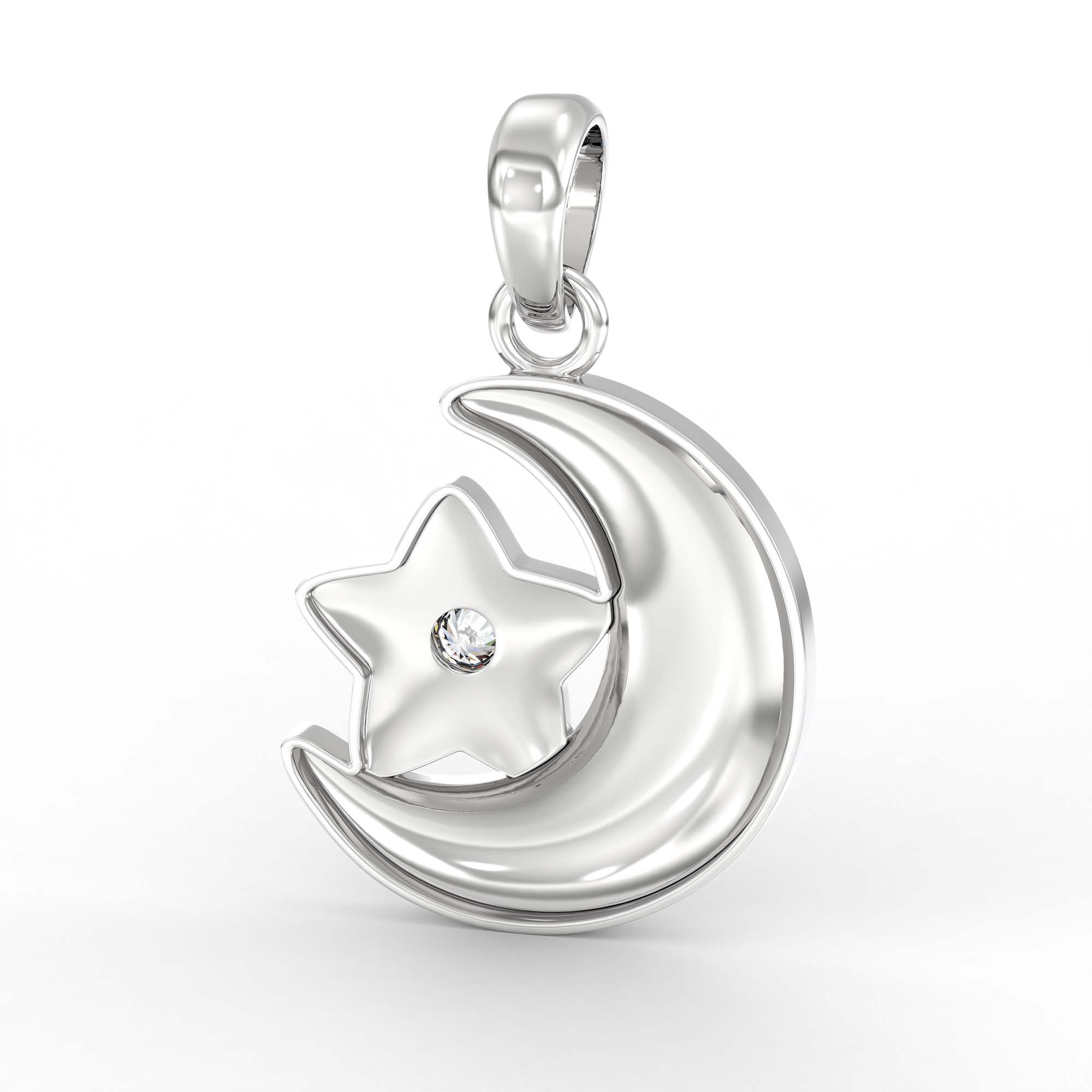 Kids Pendant in 18K White Gold with Lab grown diamond thumbnail