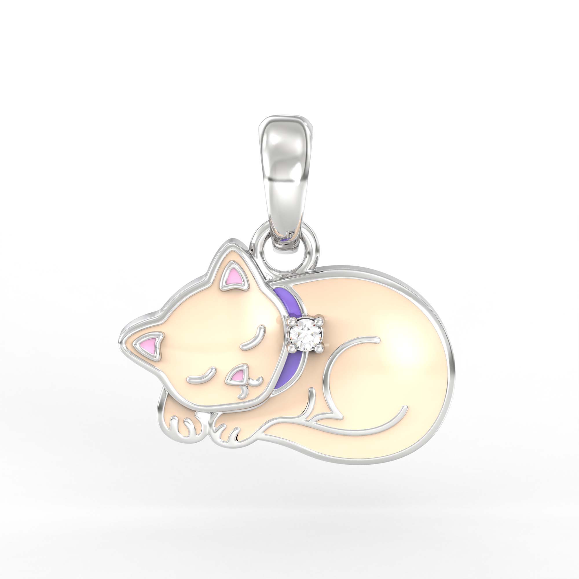 Kids Pendant in 18K White Gold with Lab grown diamond thumbnail