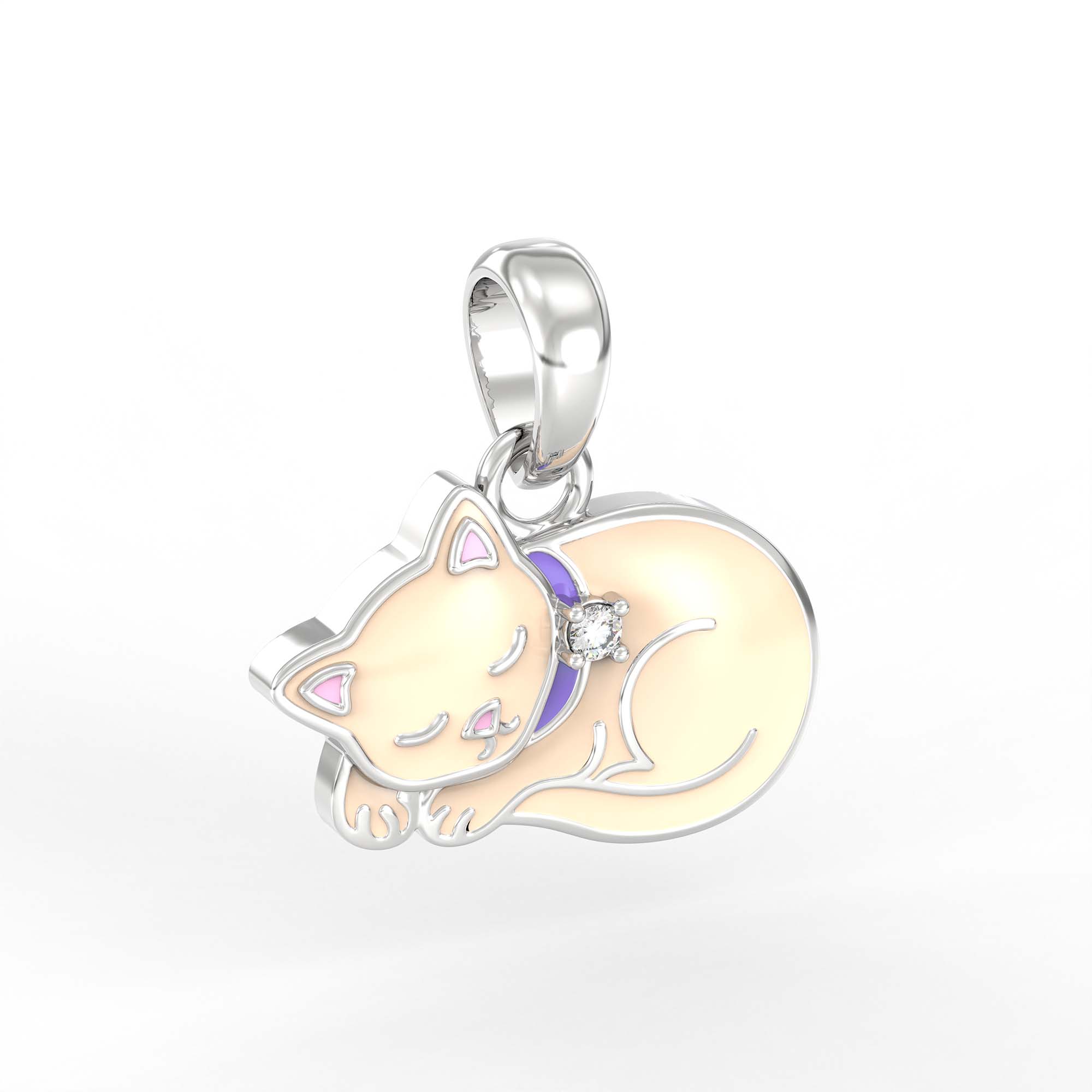 Kids Pendant in 18K White Gold with Lab grown diamond thumbnail