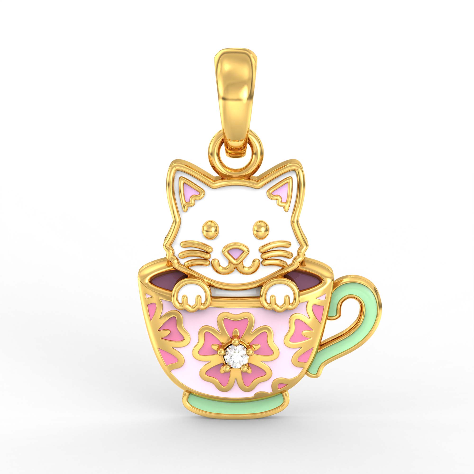 Kids Pendant in 22K Yellow Gold with Lab grown diamond thumbnail
