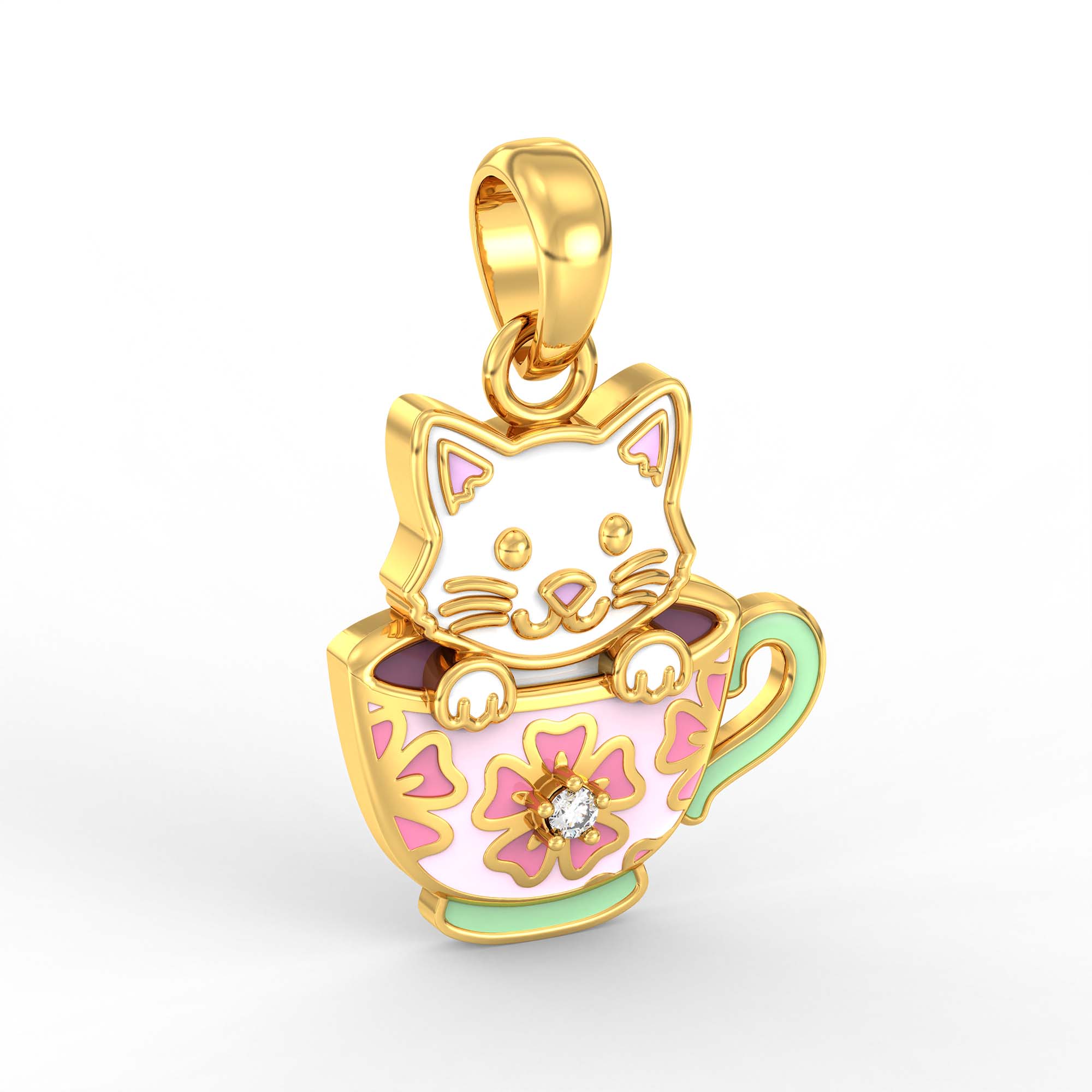 Kids Pendant in 22K Yellow Gold with Lab grown diamond thumbnail
