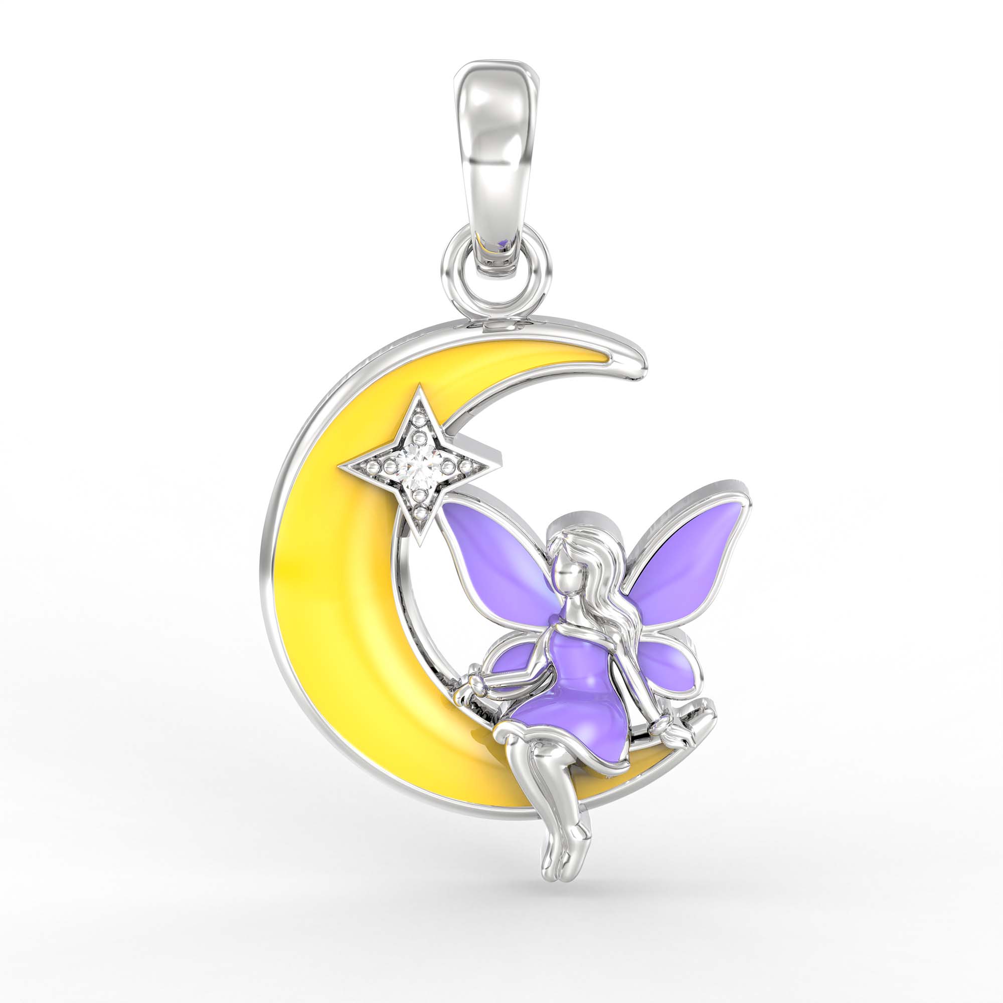 Kids Pendant in 18K White Gold with Lab grown diamond thumbnail
