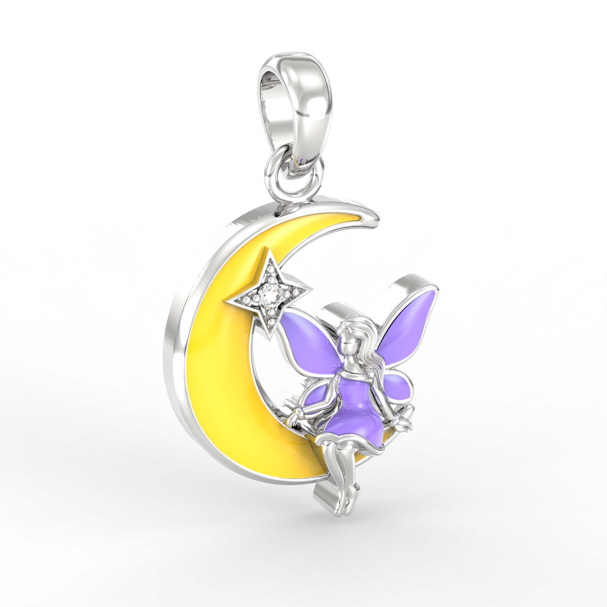 Kids Pendant in 18K White Gold with Lab grown diamond thumbnail