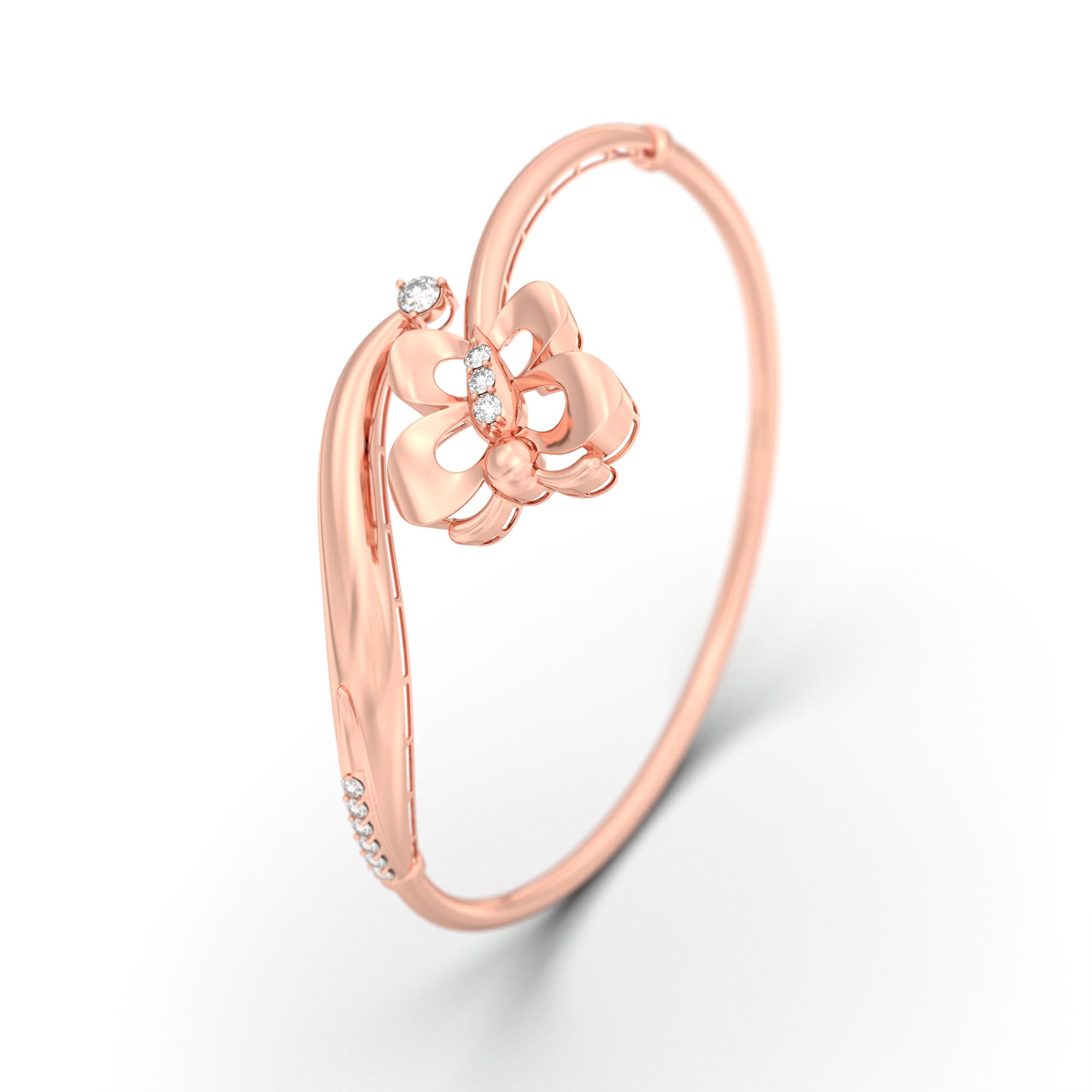 Lab-Grown Diamond Bangle in 18K Rose Gold – 0.4 Ct, 10 Diamonds, 8 g (Design K2-2) thumbnail