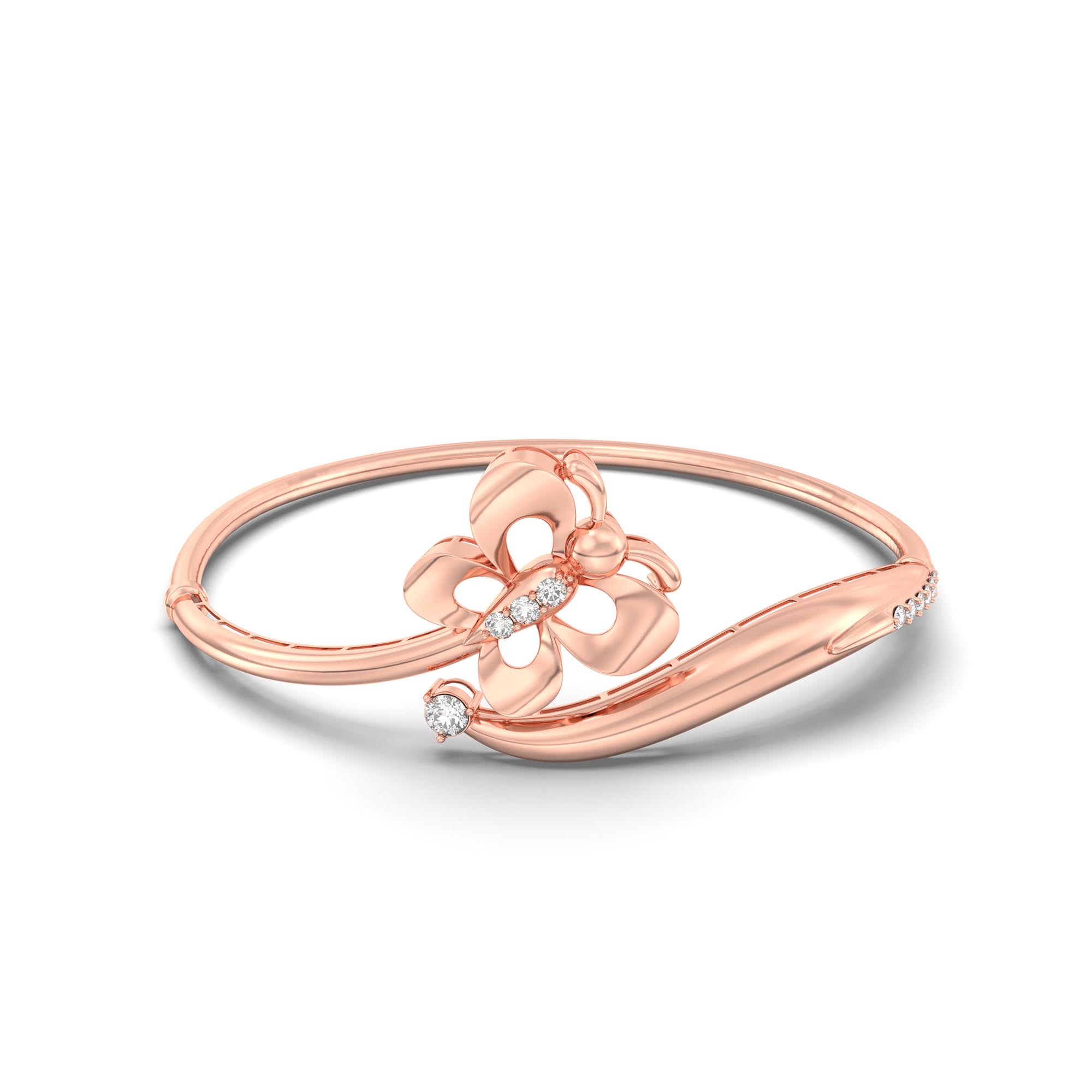Lab-Grown Diamond Bangle in 18K Rose Gold – 0.4 Ct, 10 Diamonds, 8 g (Design K2-2) thumbnail