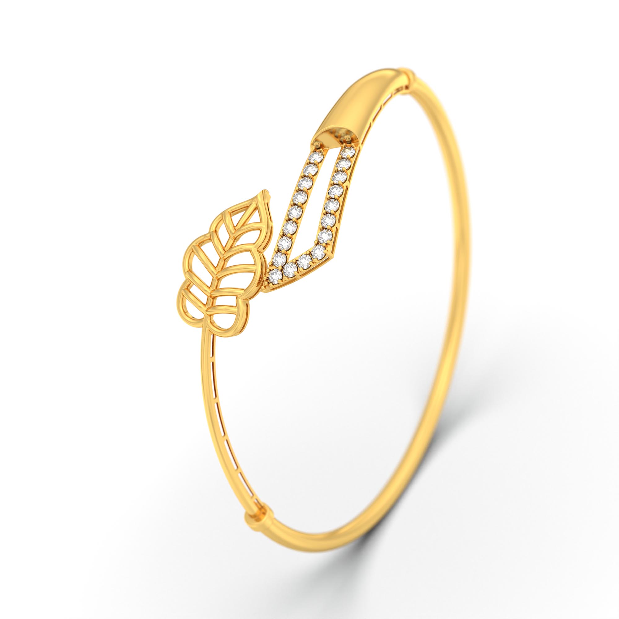 Lab-Grown Diamond Bangle in 22K Yellow Gold – 0.51 Ct, 19 Diamonds thumbnail