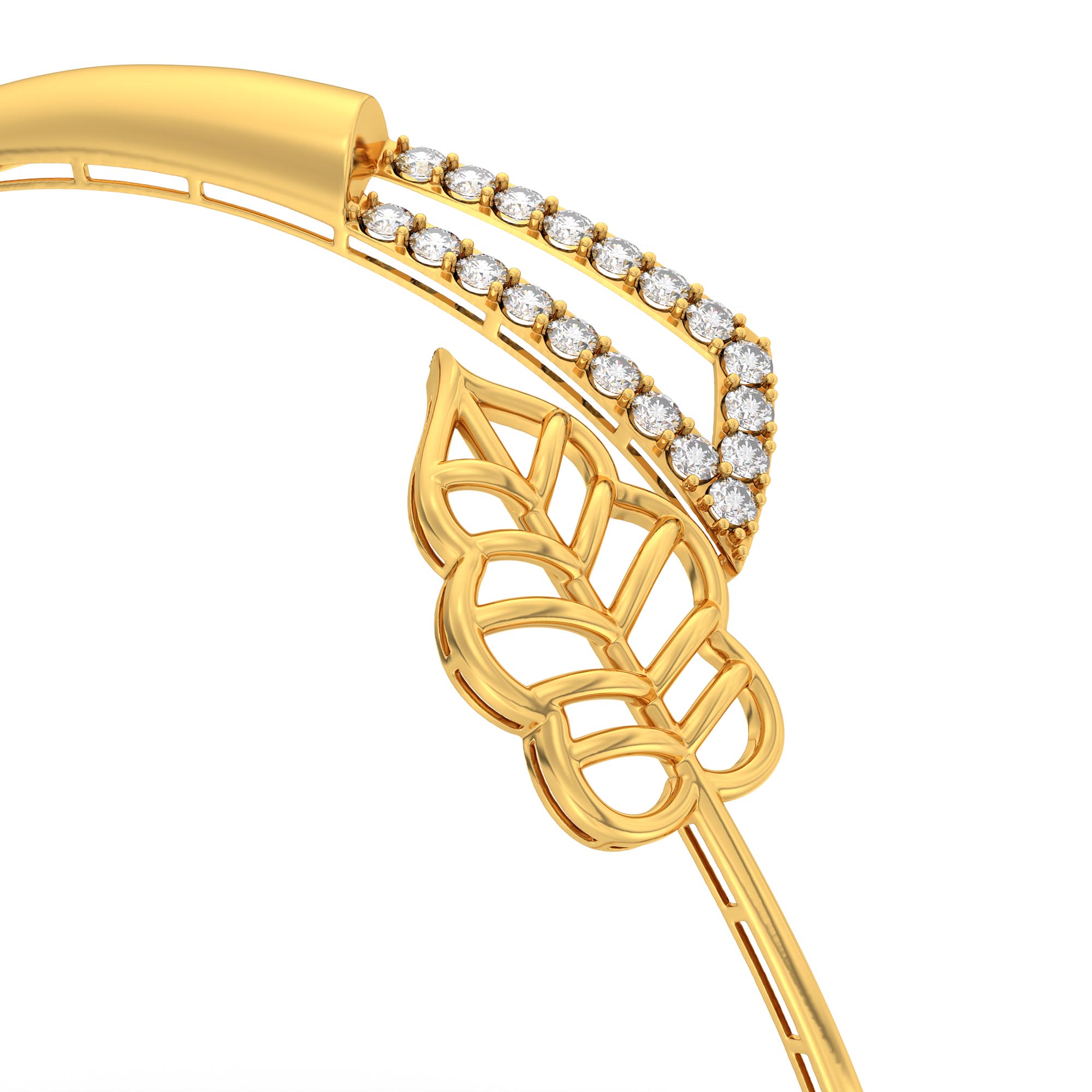 Lab-Grown Diamond Bangle in 22K Yellow Gold – 0.51 Ct, 19 Diamonds thumbnail