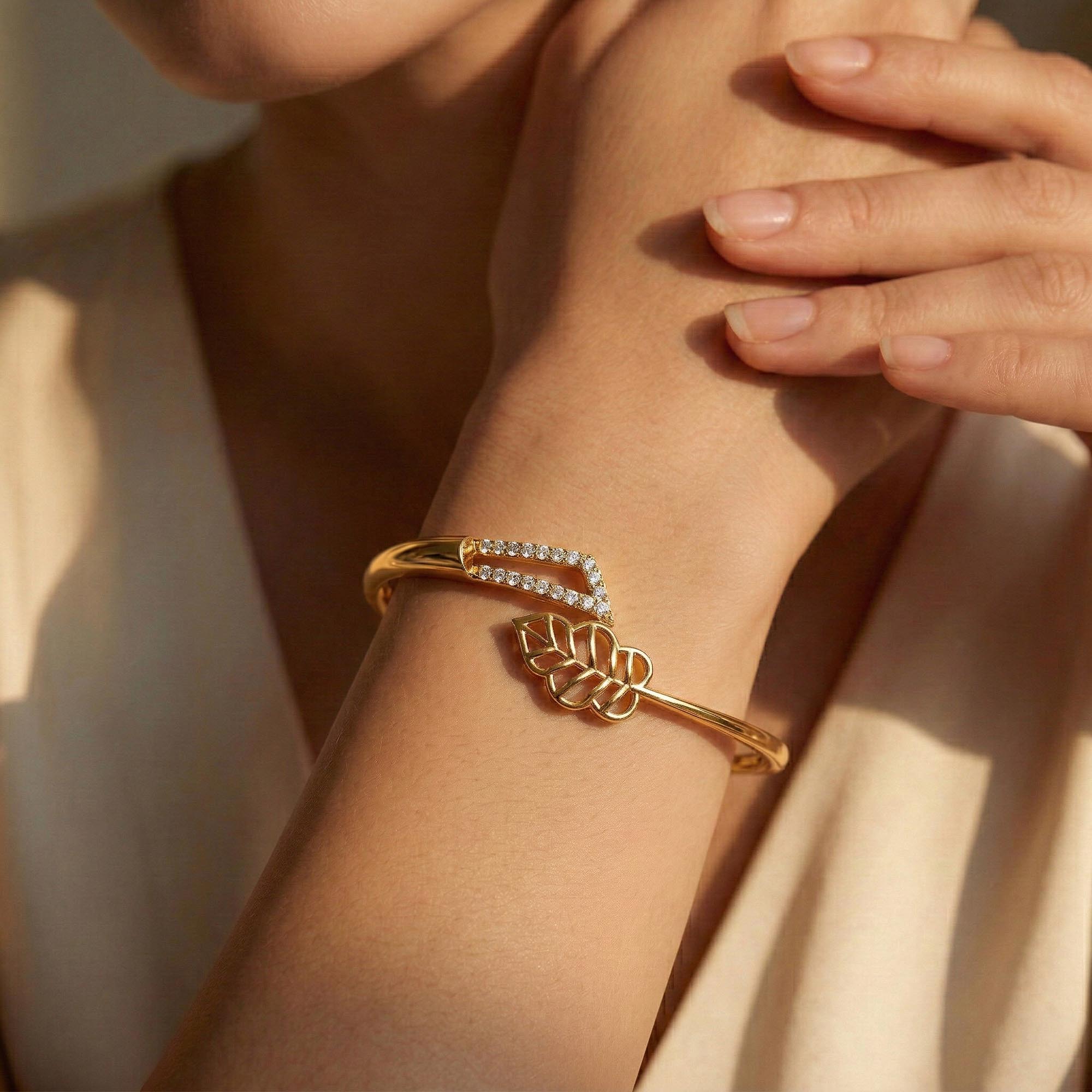 Lab-Grown Diamond Bangle in 22K Yellow Gold – 0.51 Ct, 19 Diamonds thumbnail