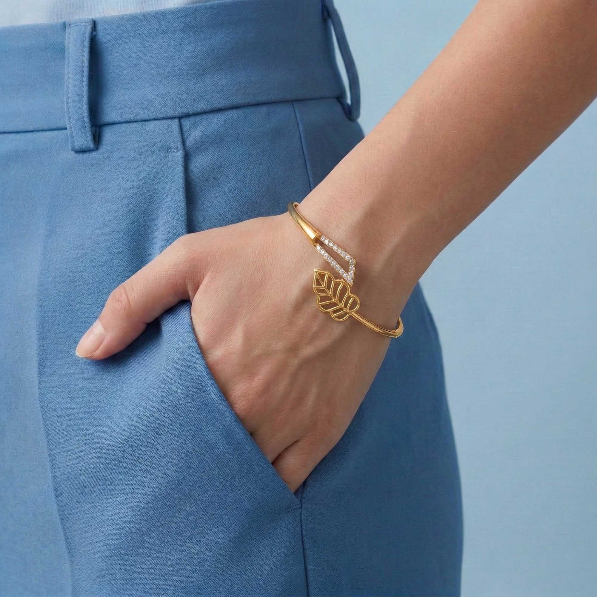Lab-Grown Diamond Bangle in 22K Yellow Gold – 0.51 Ct, 19 Diamonds thumbnail
