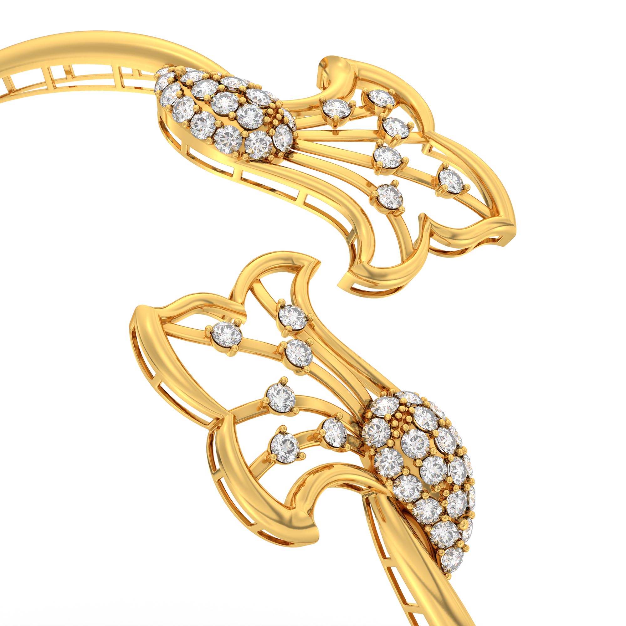 Lab-Grown Diamond Bangle in 22K Yellow Gold – 1.35 Ct, 50 Diamonds thumbnail
