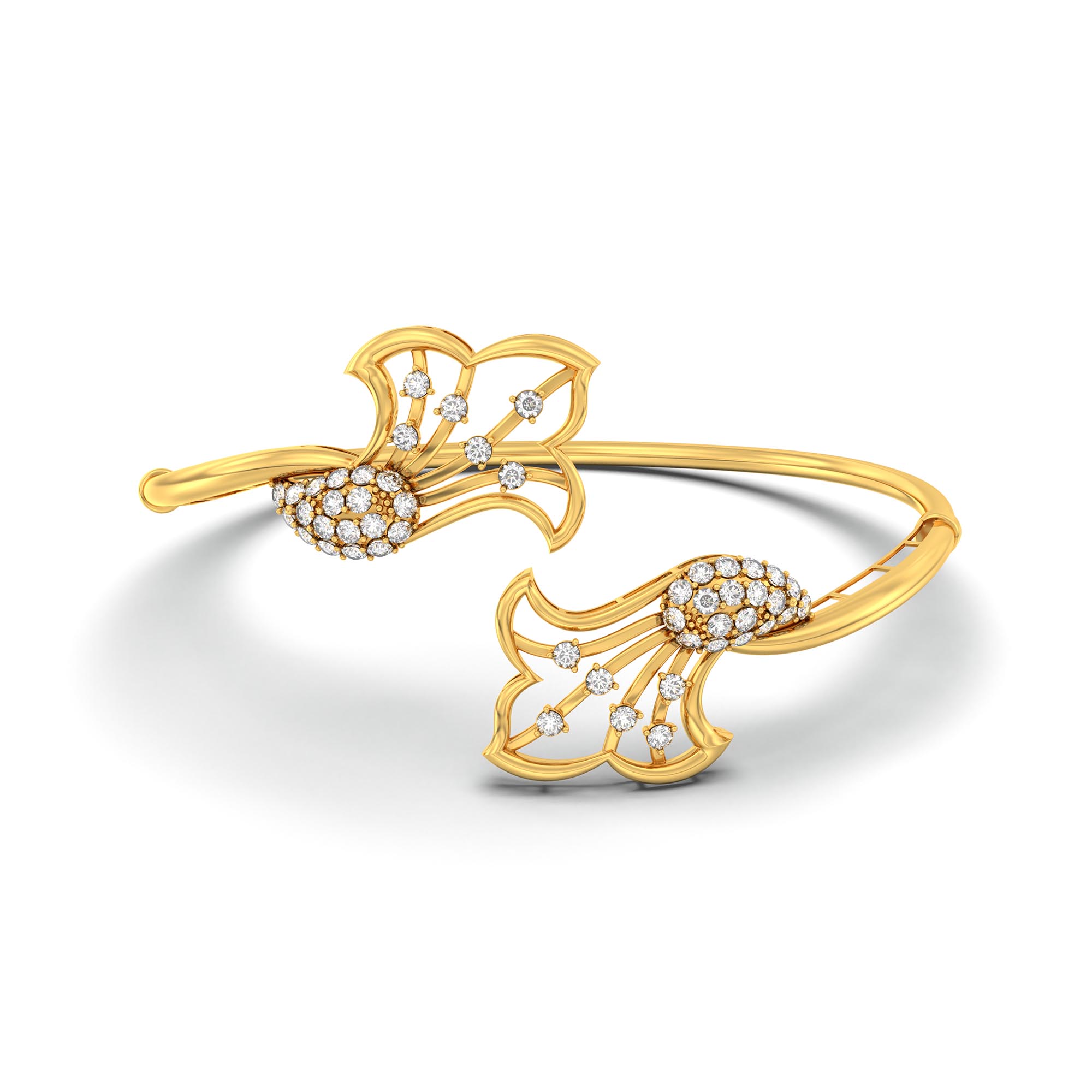 Lab-Grown Diamond Bangle in 22K Yellow Gold – 1.35 Ct, 50 Diamonds thumbnail