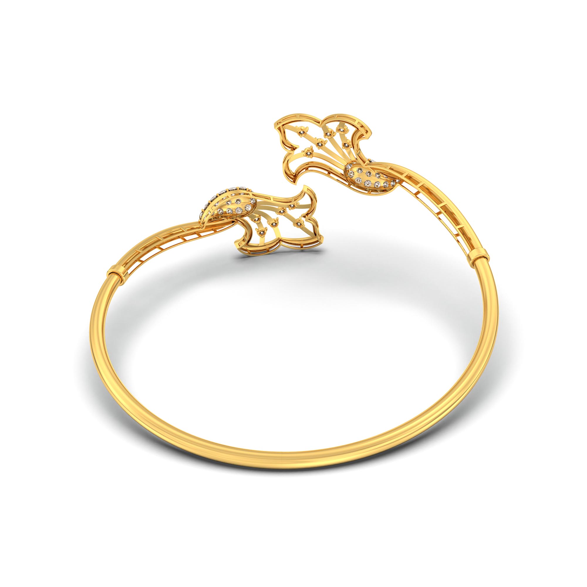 Lab-Grown Diamond Bangle in 22K Yellow Gold – 1.35 Ct, 50 Diamonds thumbnail