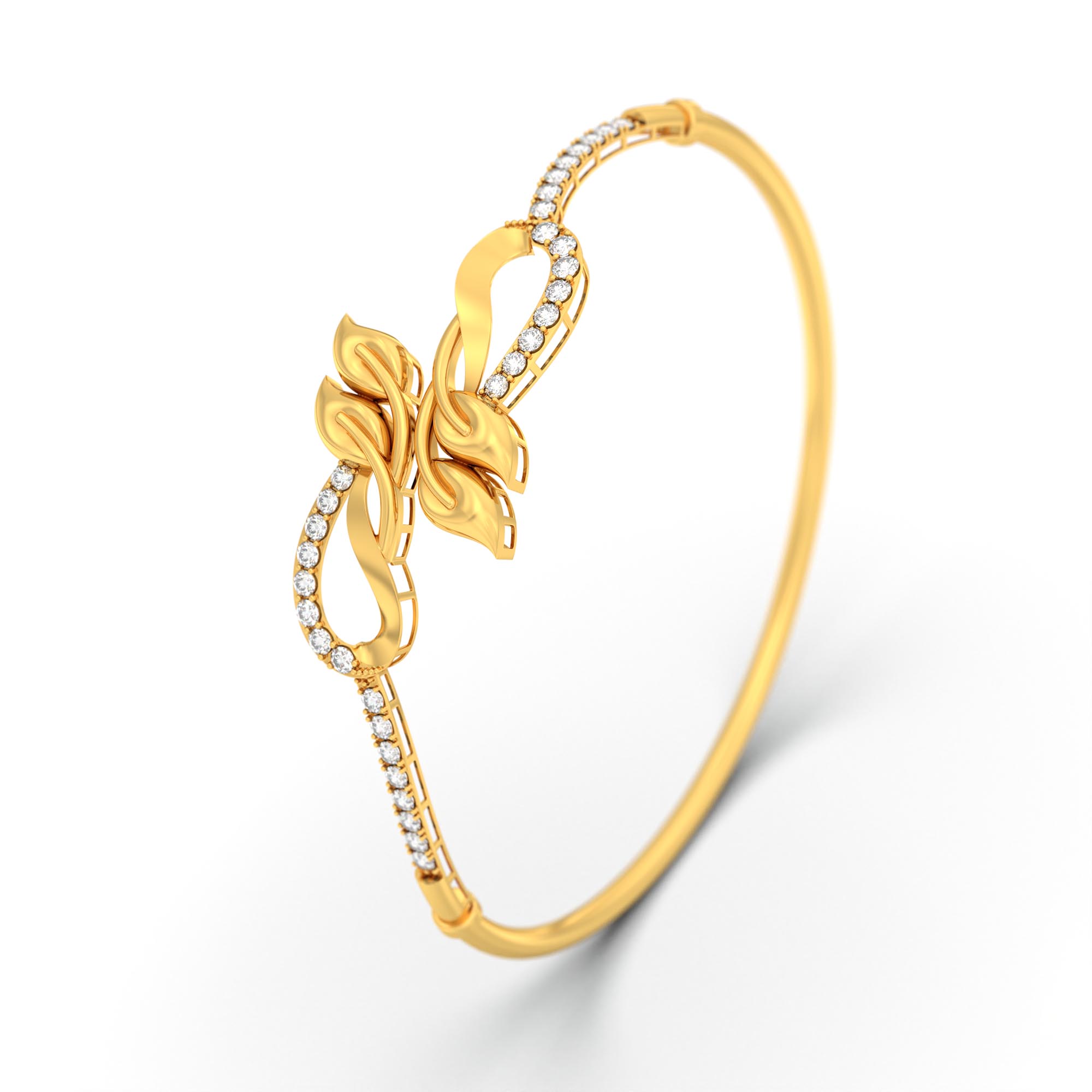 Lab-Grown Diamond Bangle in 22K Yellow Gold – 1 Ct, 32 Diamonds thumbnail