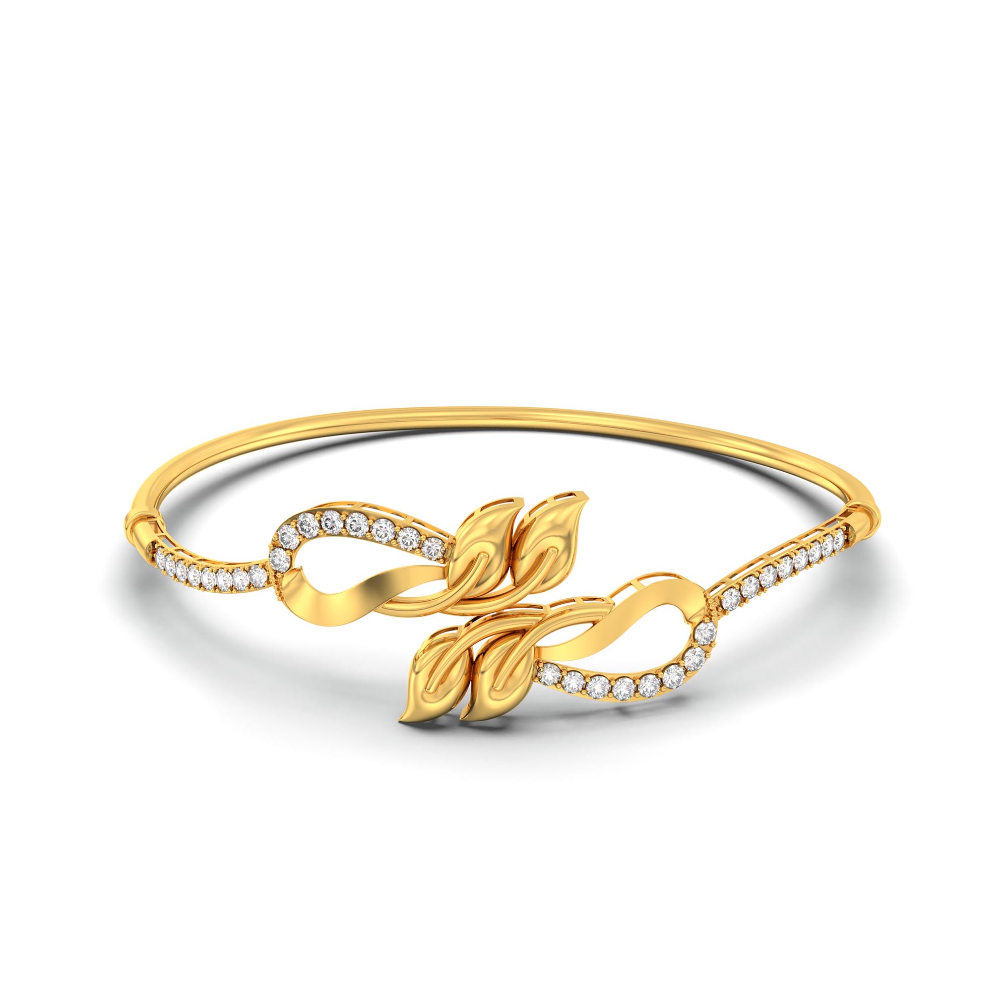 Lab-Grown Diamond Bangle in 22K Yellow Gold – 1 Ct, 32 Diamonds thumbnail