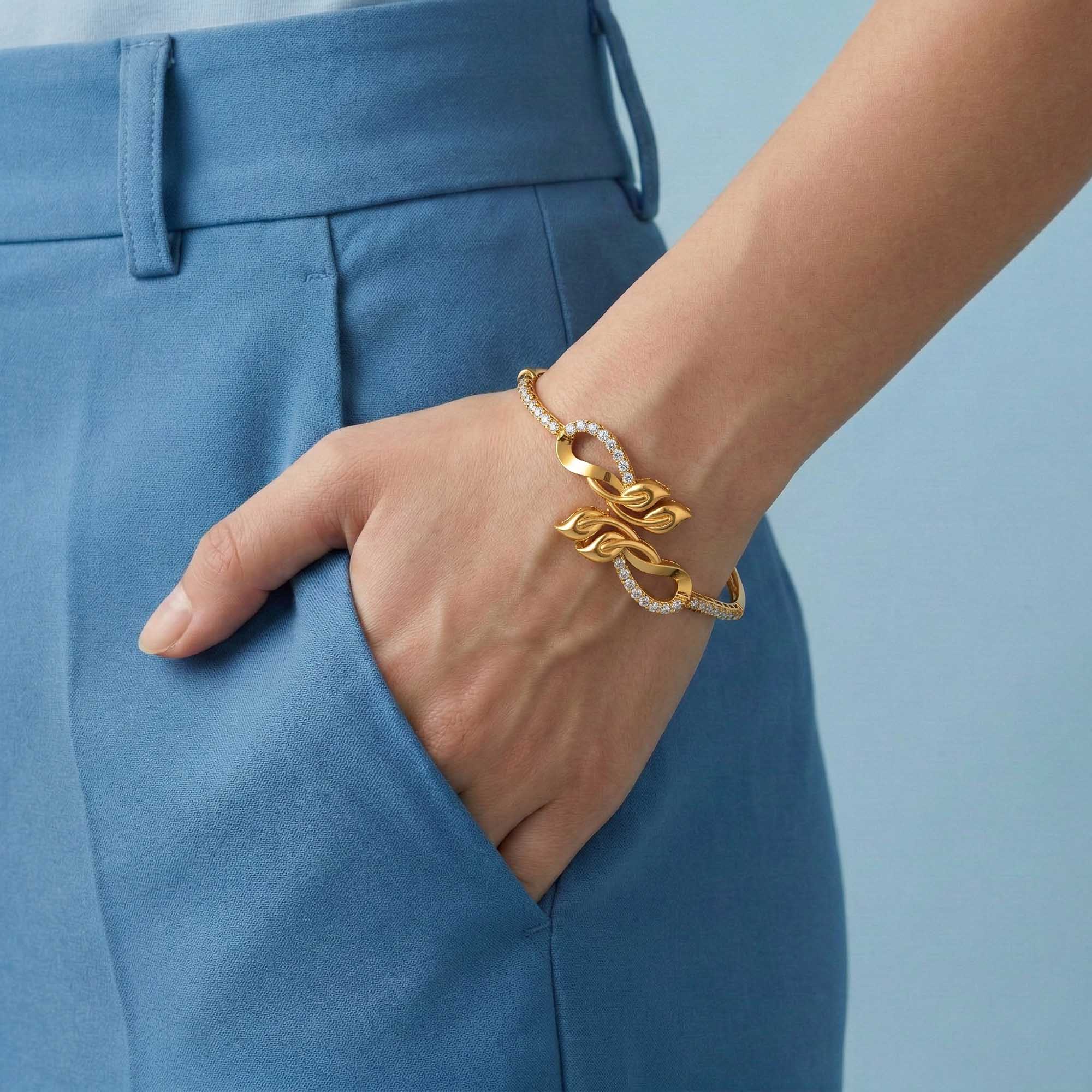Lab-Grown Diamond Bangle in 22K Yellow Gold – 1 Ct, 32 Diamonds thumbnail