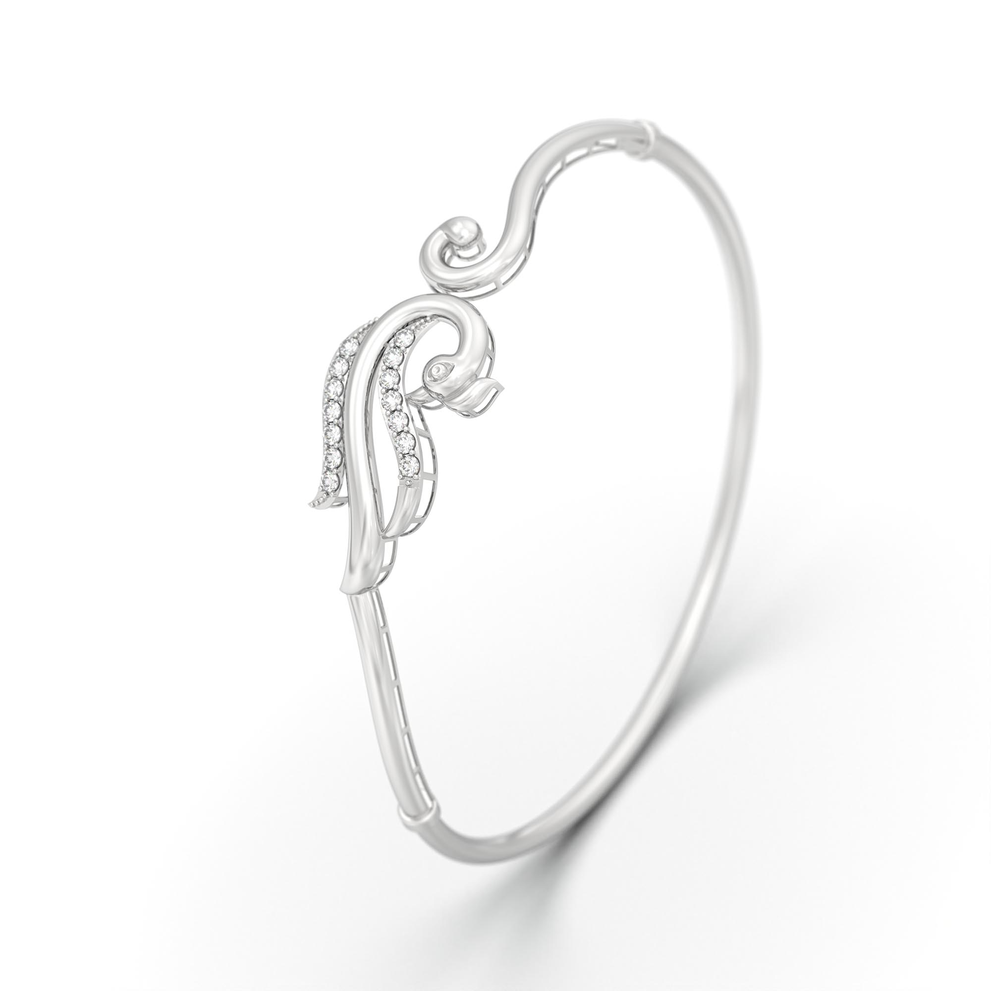 Lab-Grown Diamond Bangle in 18K White Gold – 0.38 Ct, 14 Diamonds thumbnail
