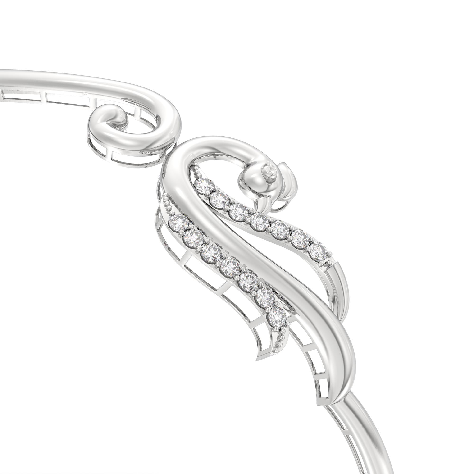 Lab-Grown Diamond Bangle in 18K White Gold – 0.38 Ct, 14 Diamonds thumbnail