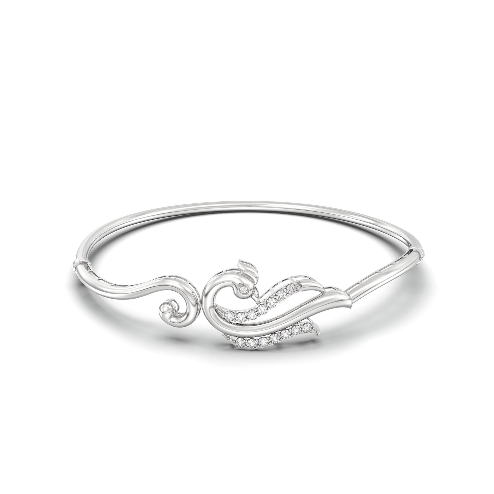 Lab-Grown Diamond Bangle in 18K White Gold – 0.38 Ct, 14 Diamonds thumbnail