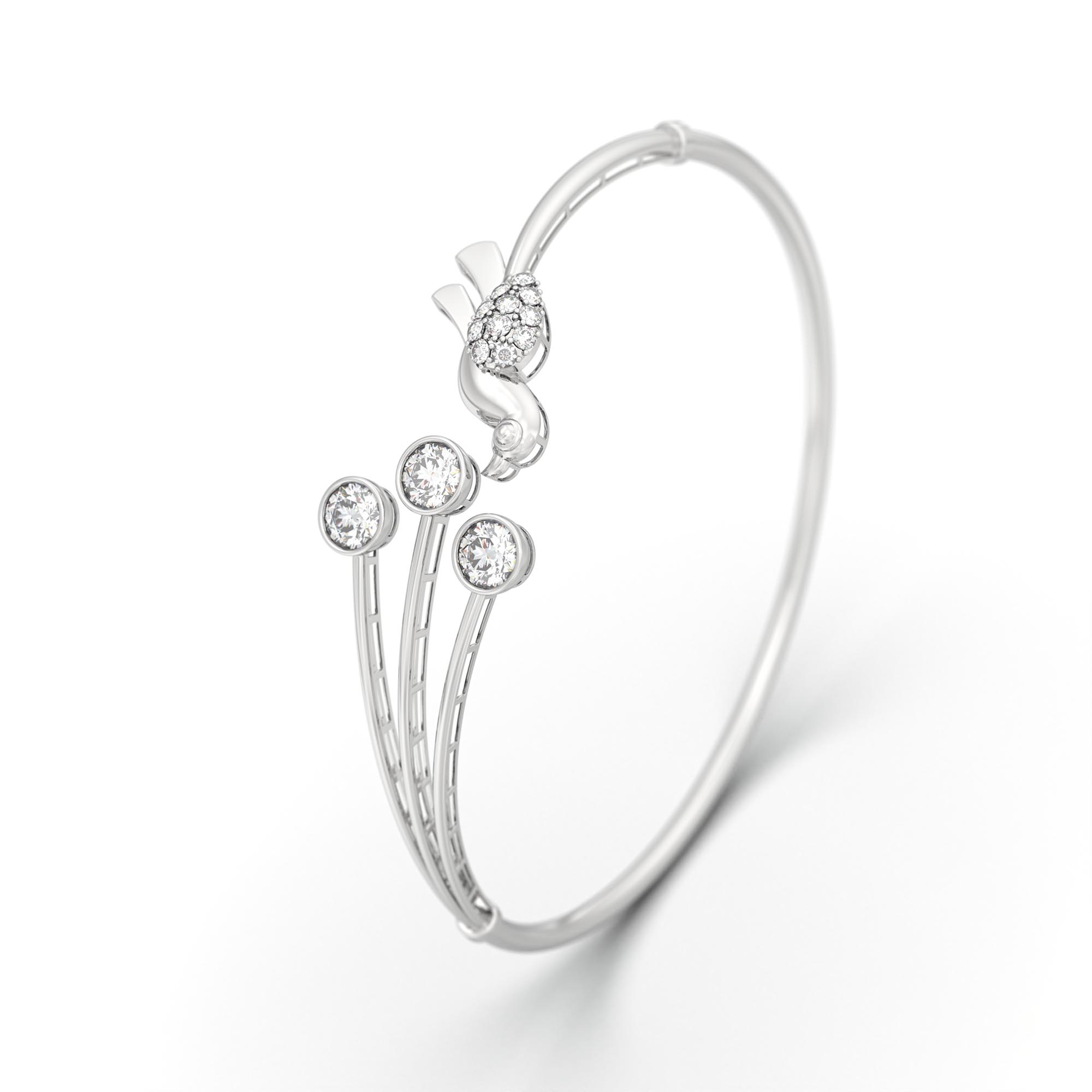 Diamond Bangle in 18K White Gold with Lab grown diamond thumbnail