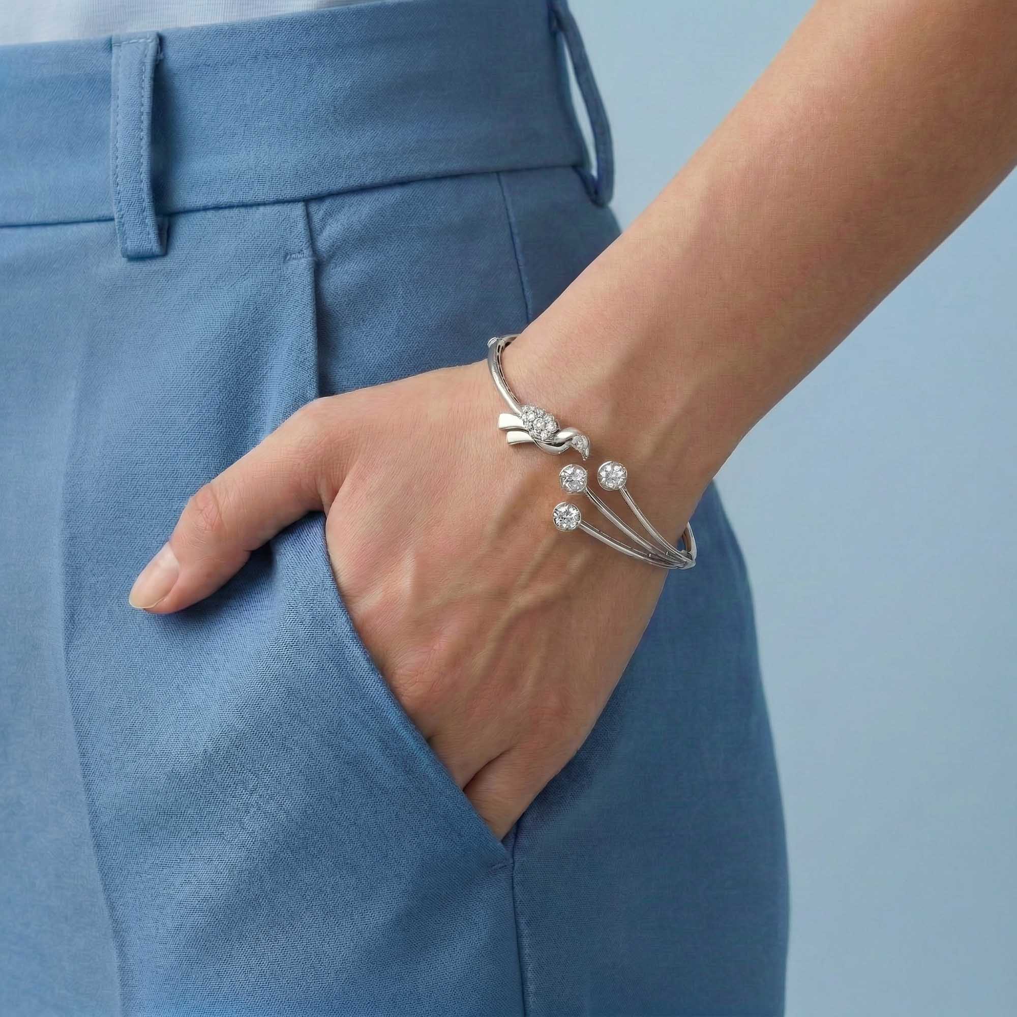 Diamond Bangle in 18K White Gold with Lab grown diamond thumbnail