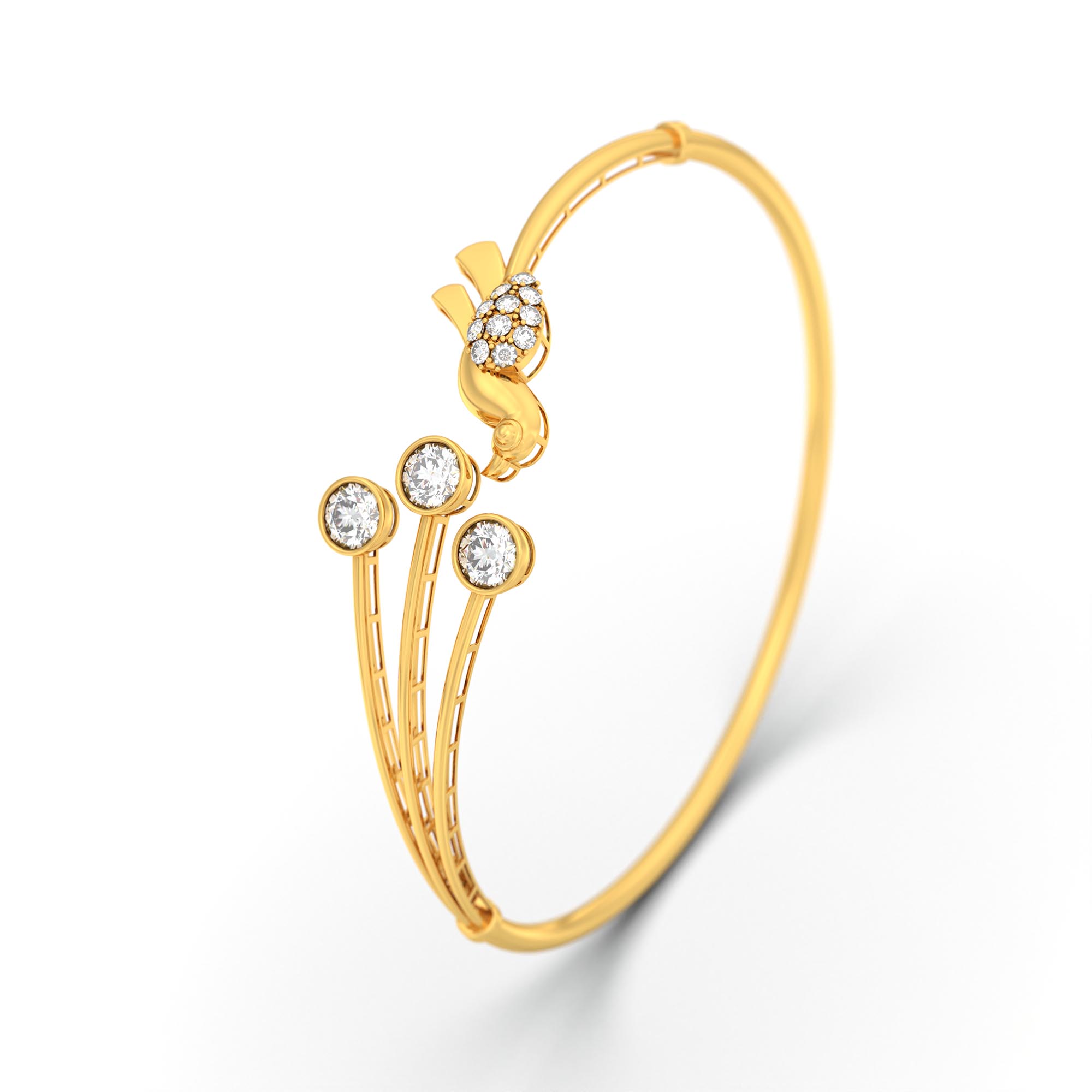 Diamond Bangle in 22K Yellow Gold with Lab grown diamond thumbnail