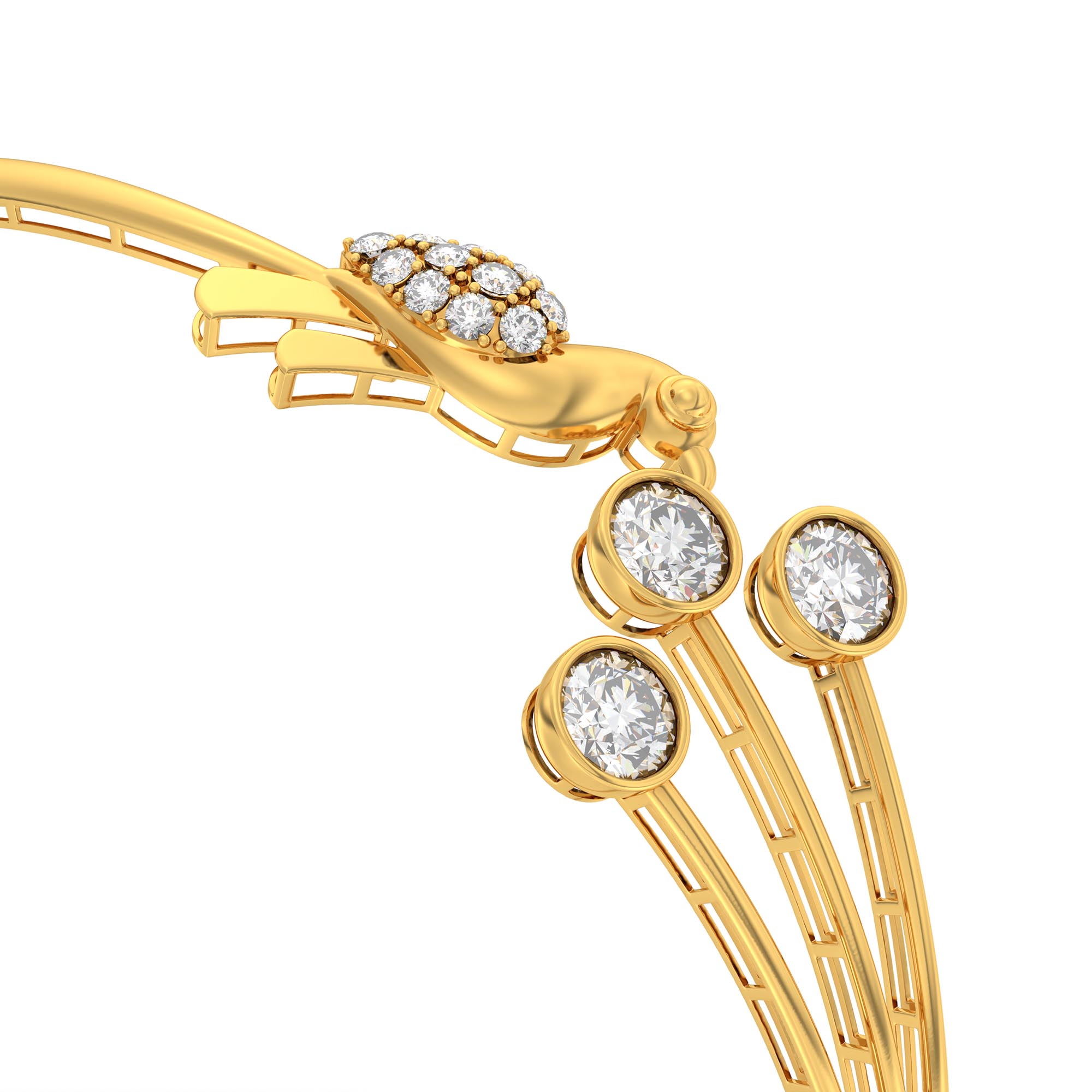 Diamond Bangle in 22K Yellow Gold with Lab grown diamond thumbnail
