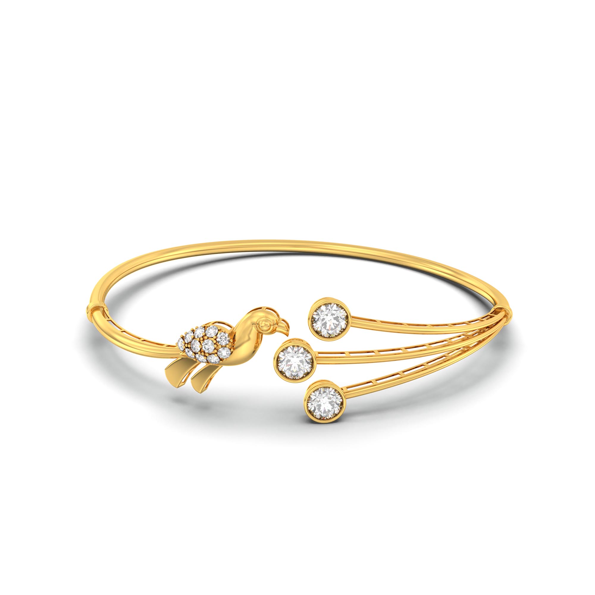 Diamond Bangle in 22K Yellow Gold with Lab grown diamond thumbnail