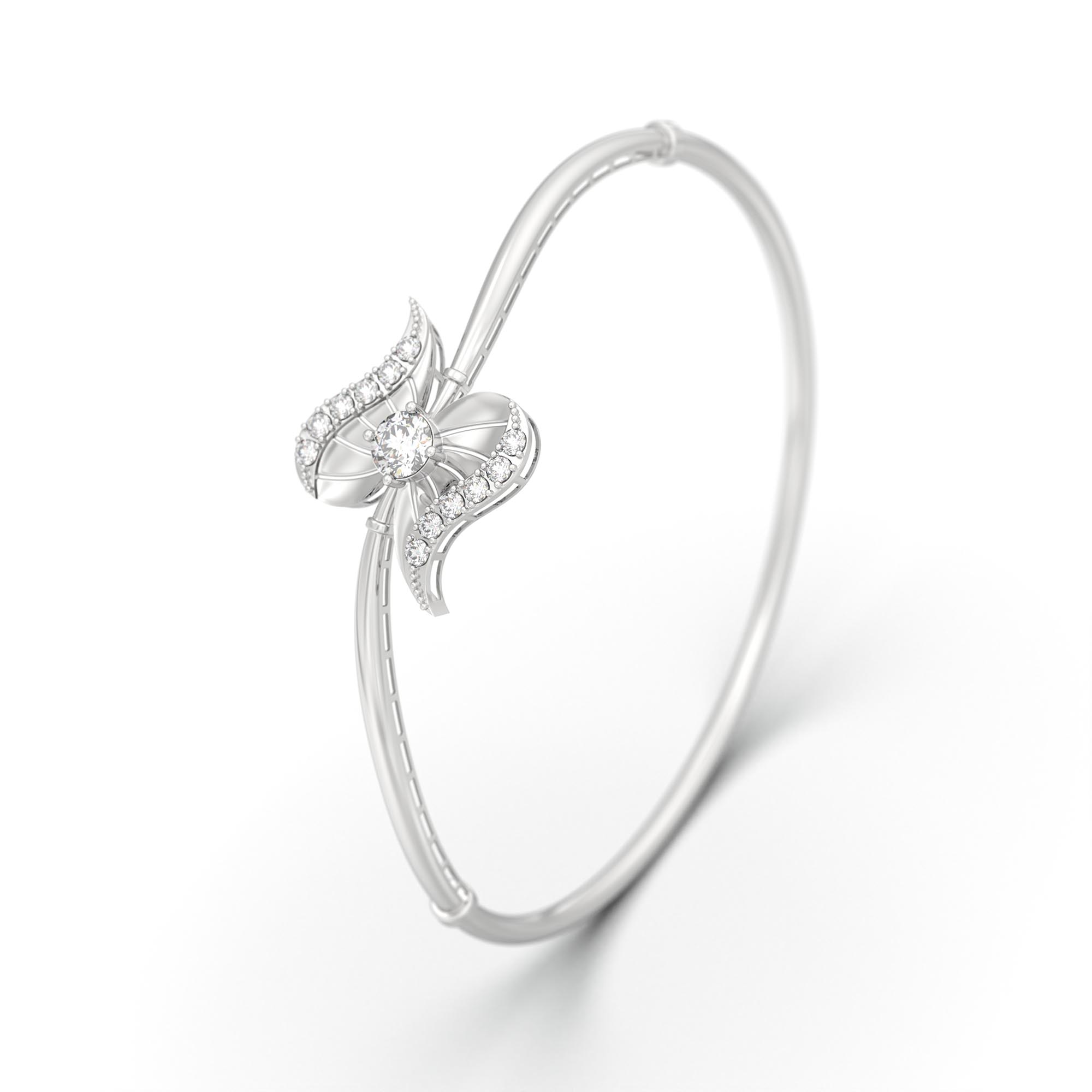 Diamond Bangle in 18K White Gold with Lab grown diamond thumbnail