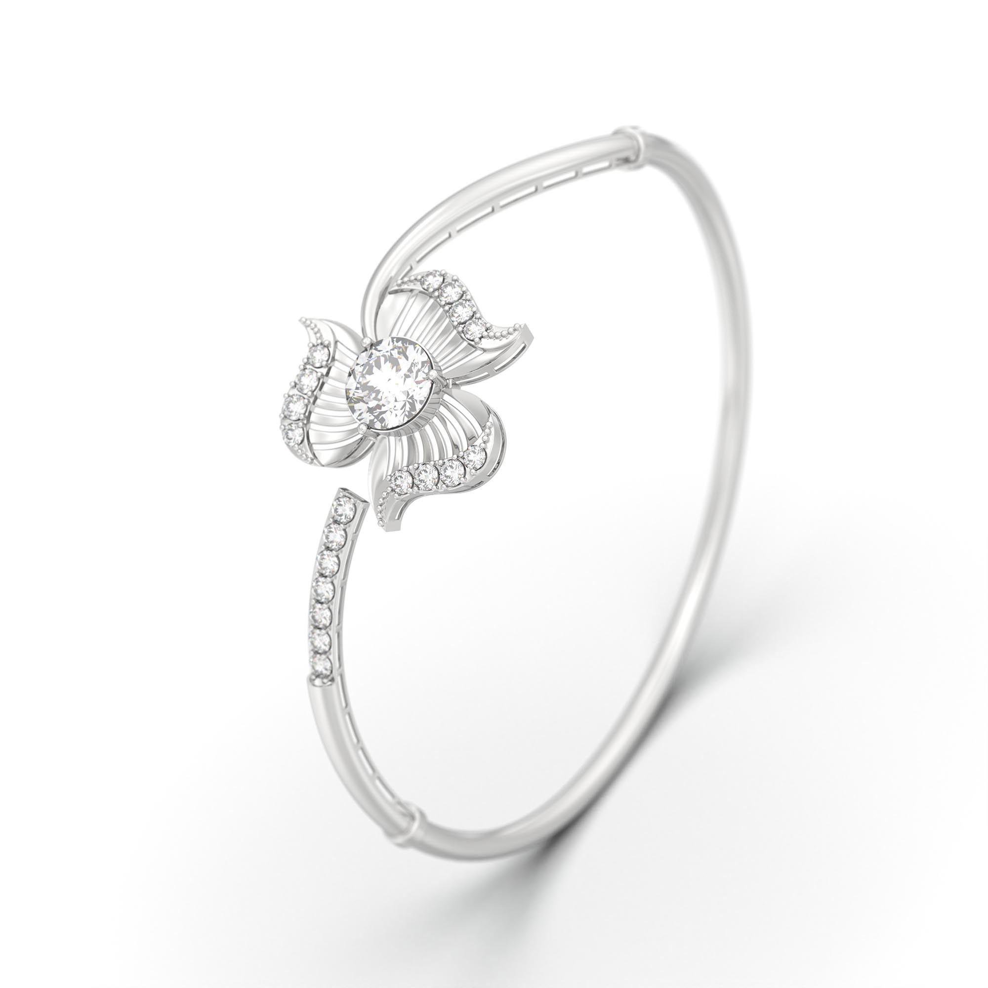 Diamond Bangle in 18K White Gold with Lab grown diamond thumbnail