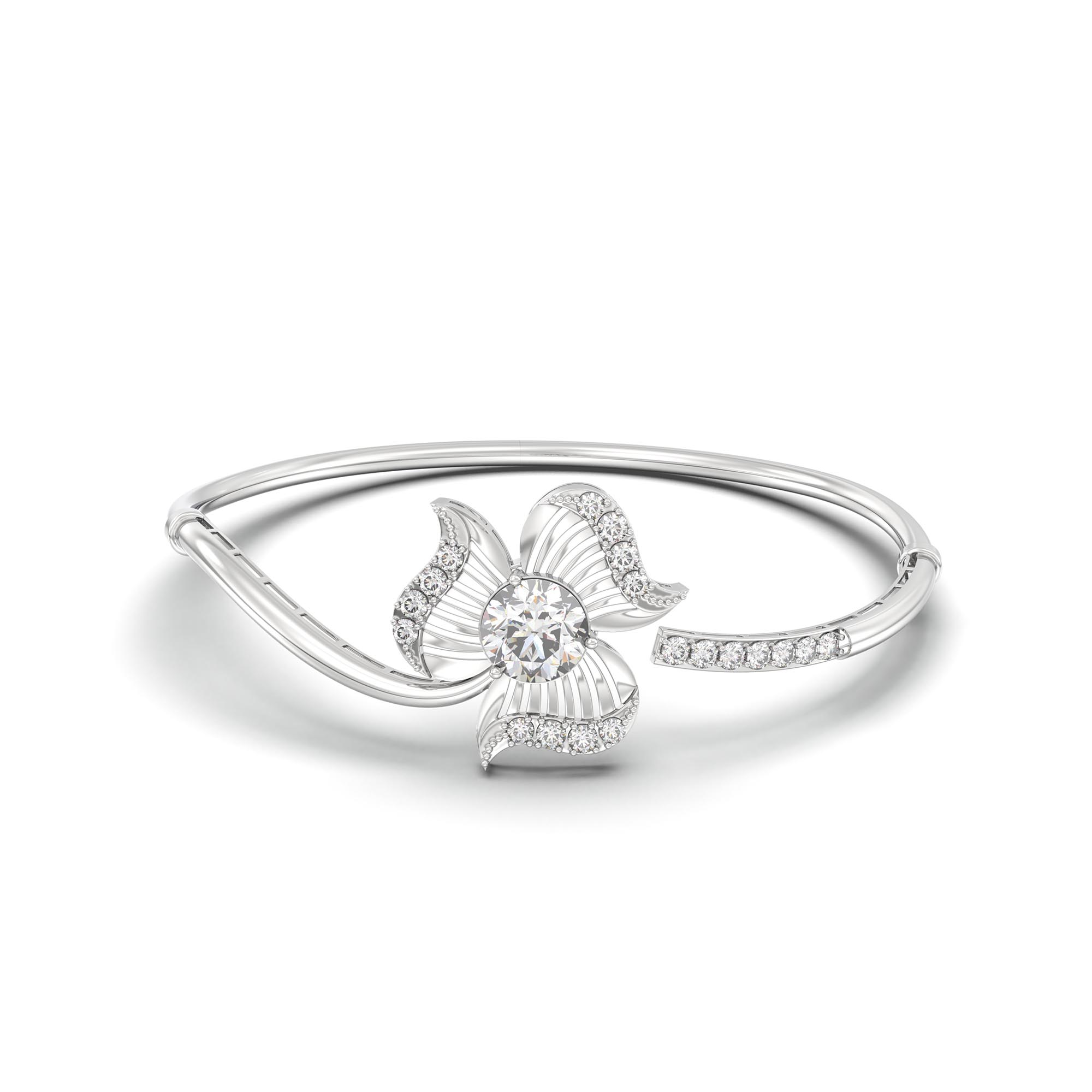 Diamond Bangle in 18K White Gold with Lab grown diamond thumbnail
