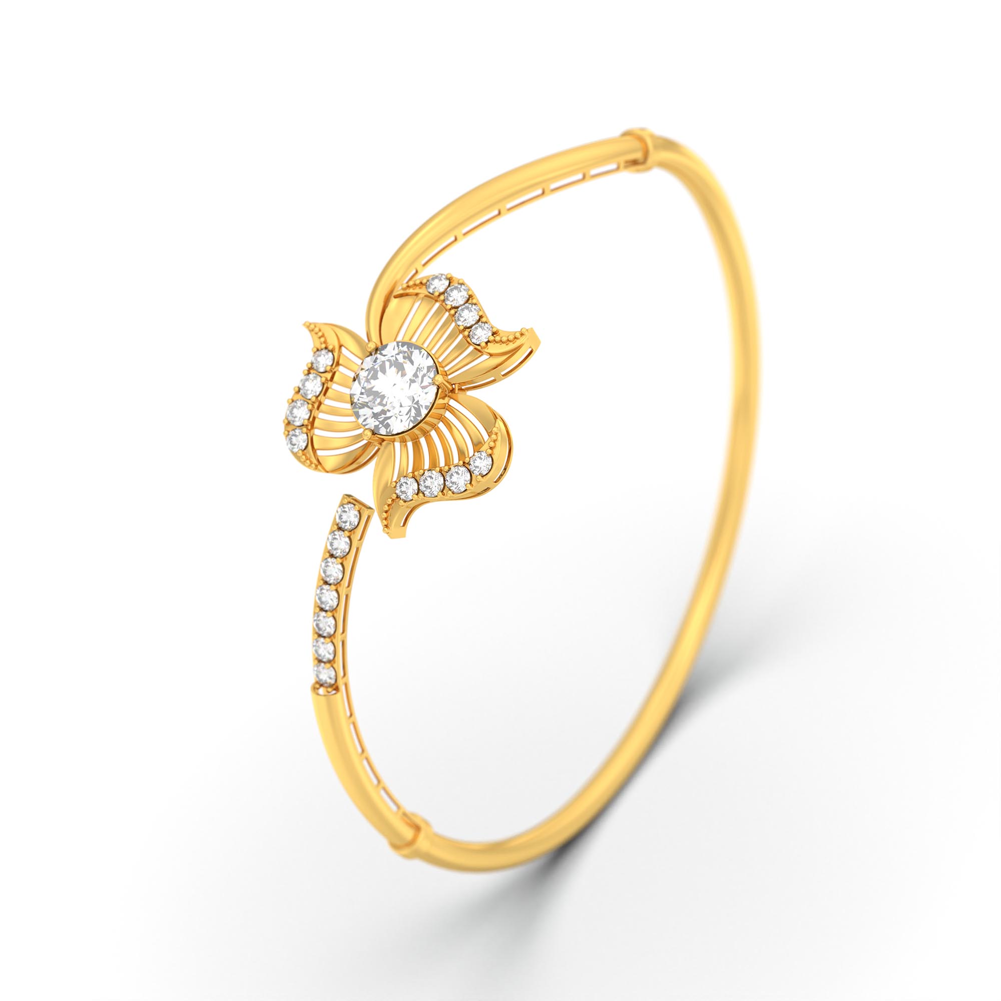 Diamond Bangle in 22K Yellow Gold with Lab grown diamond thumbnail