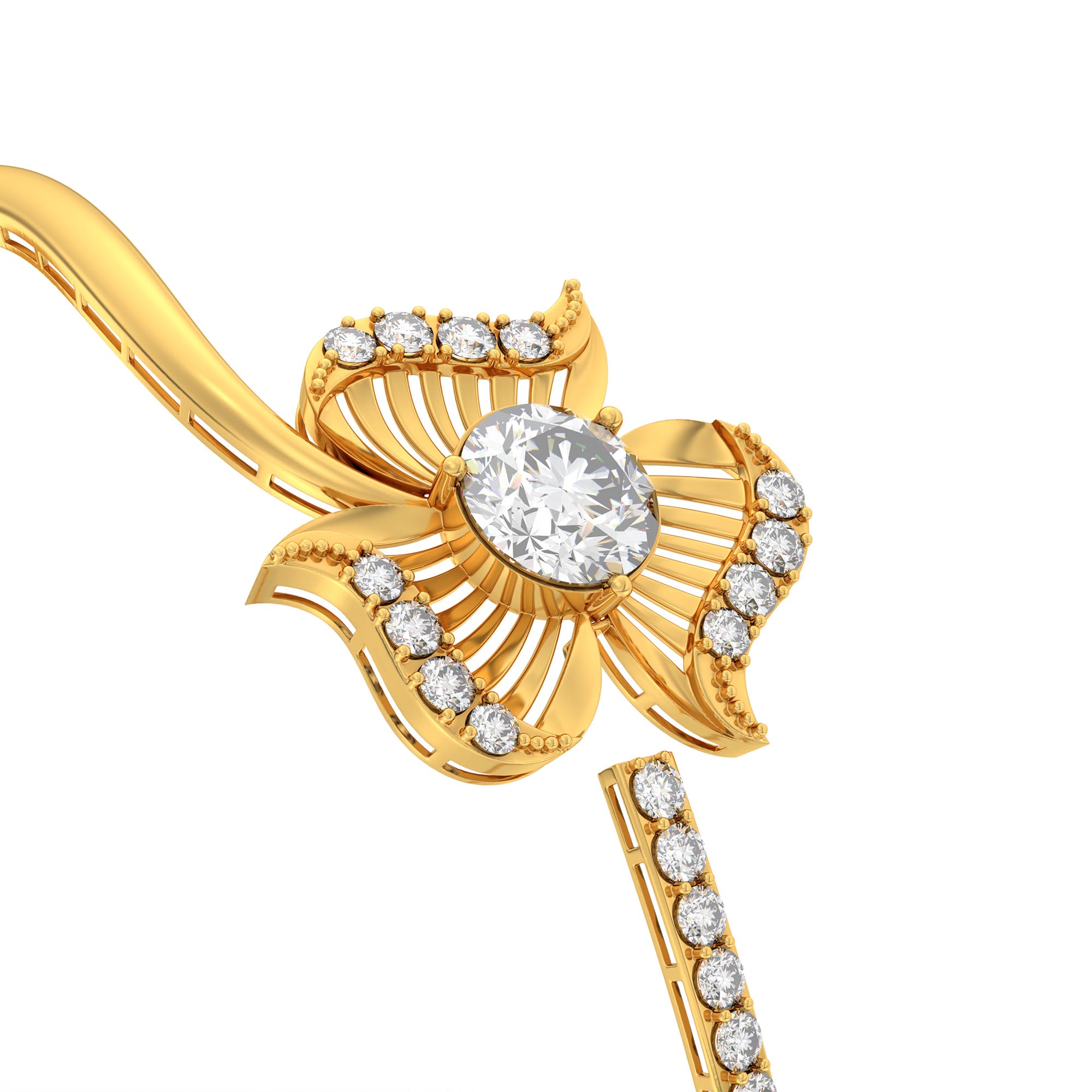 Diamond Bangle in 22K Yellow Gold with Lab grown diamond thumbnail