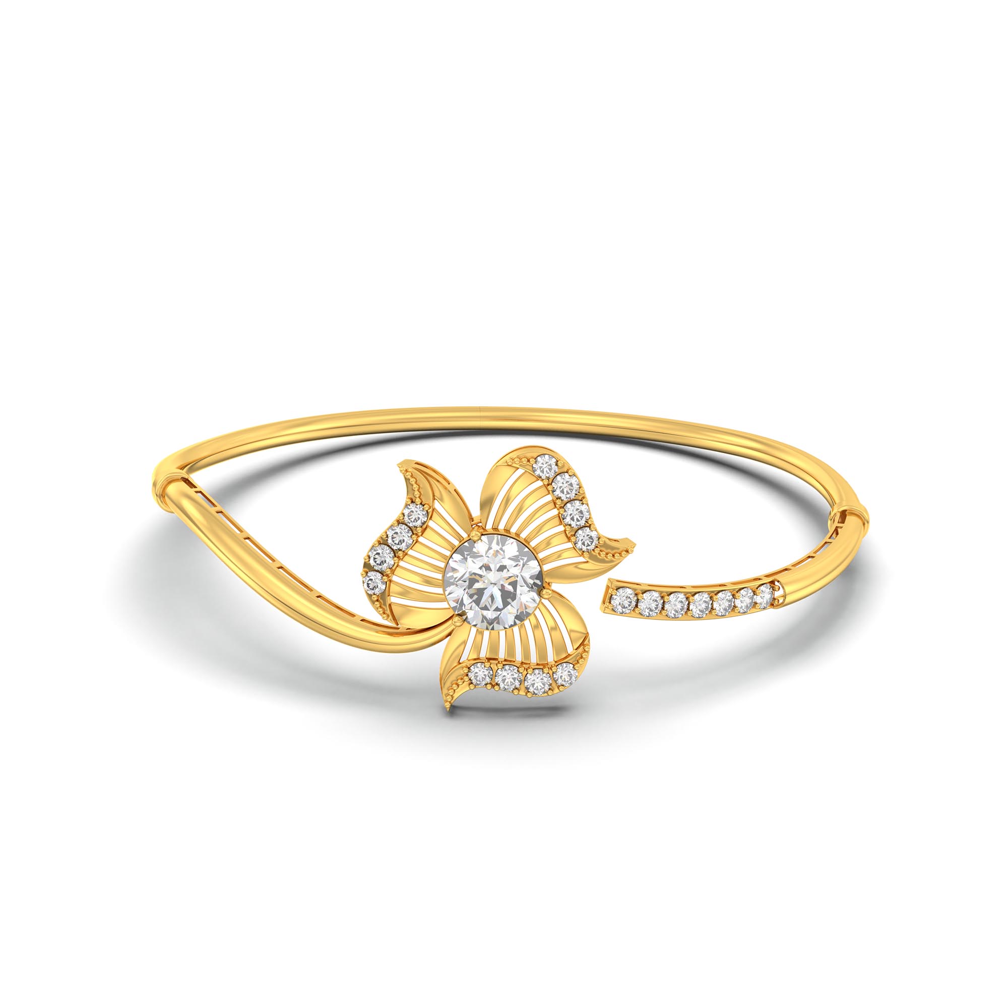 Diamond Bangle in 22K Yellow Gold with Lab grown diamond thumbnail