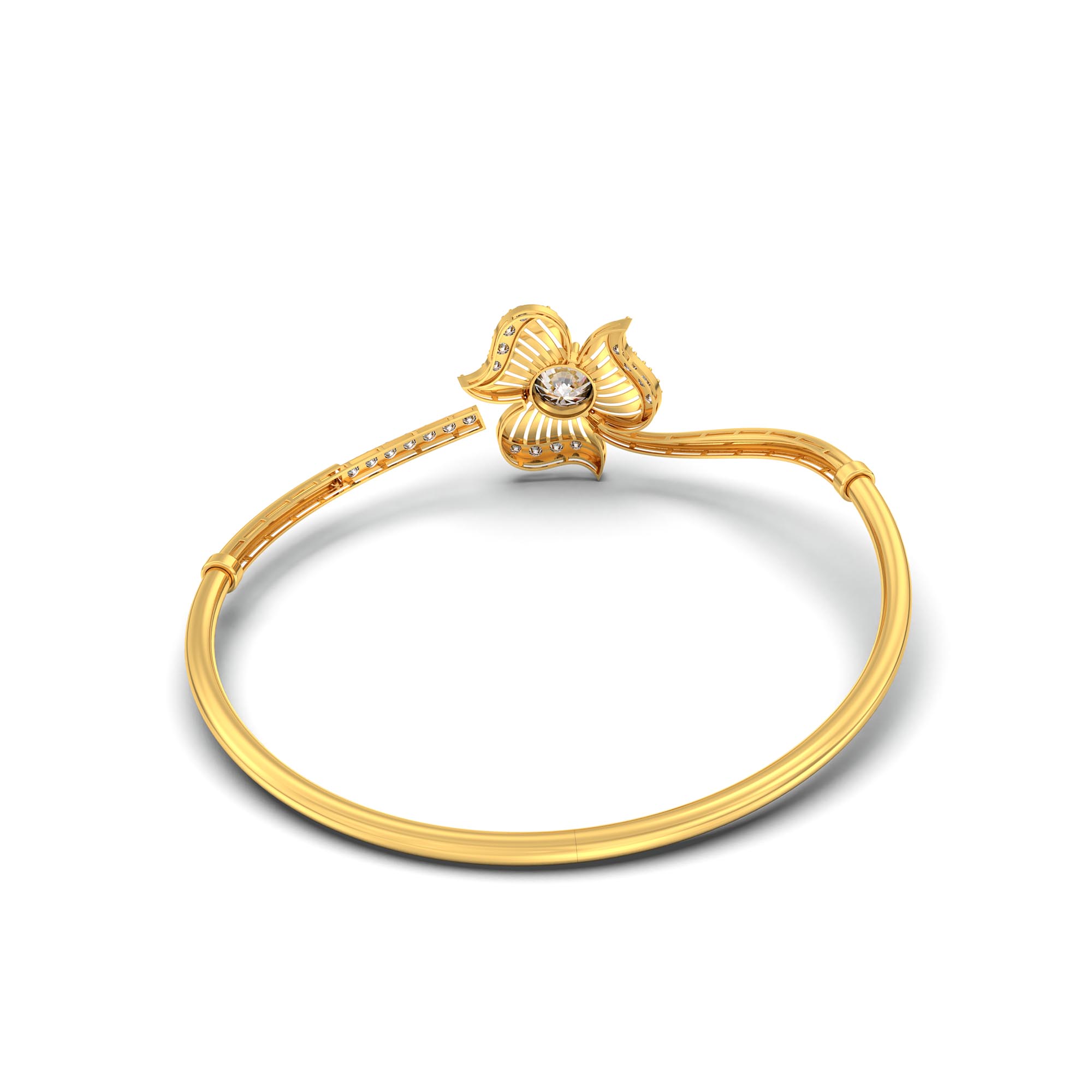 Diamond Bangle in 22K Yellow Gold with Lab grown diamond thumbnail