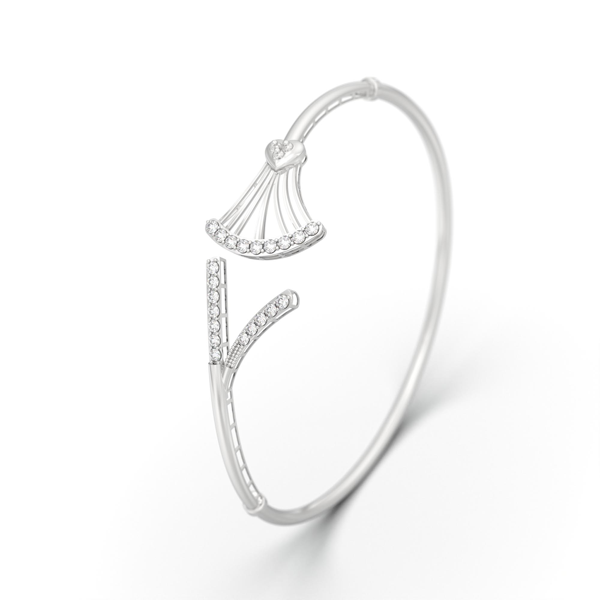Lab-Grown Diamond Bangle in 18K White Gold – 0.67 Ct, 21 Diamonds thumbnail