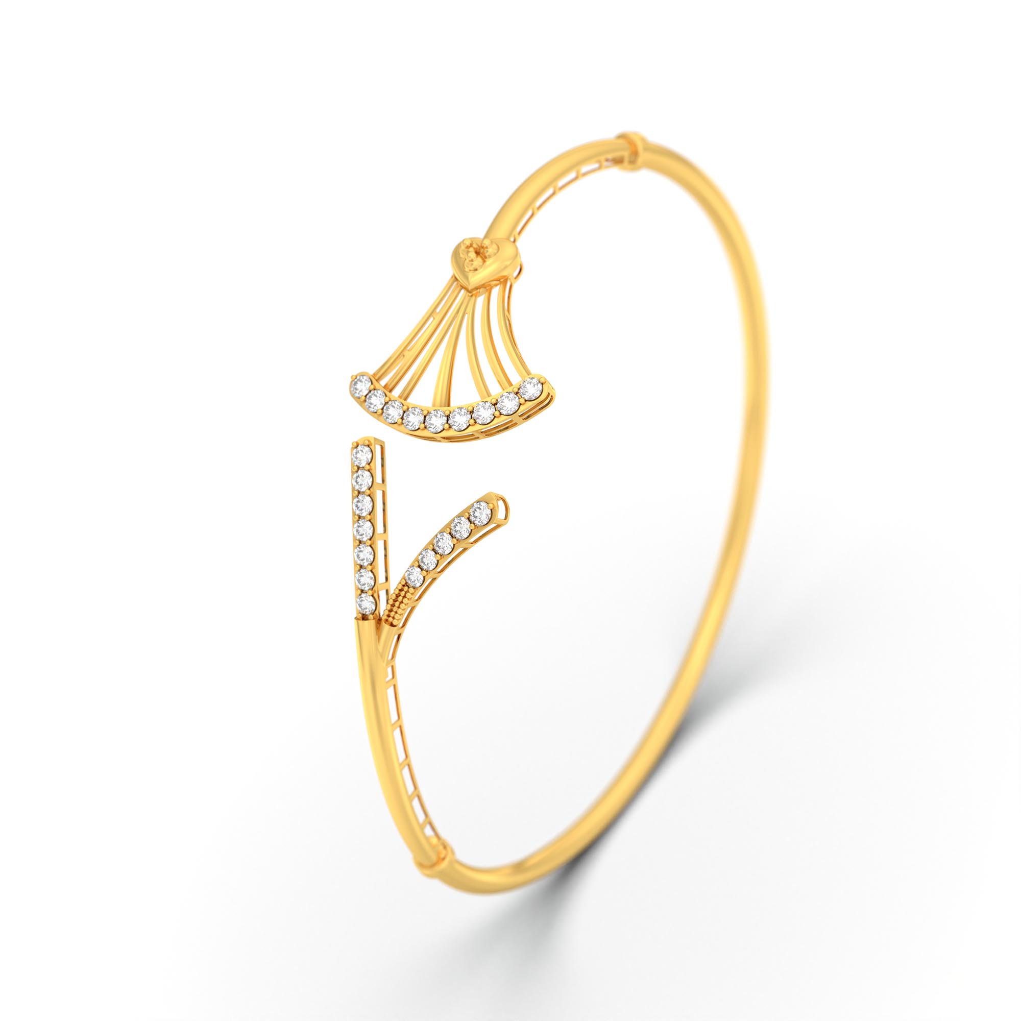 Lab-Grown Diamond Bangle in 22K Yellow Gold – 0.67 Ct, 21 Diamonds thumbnail
