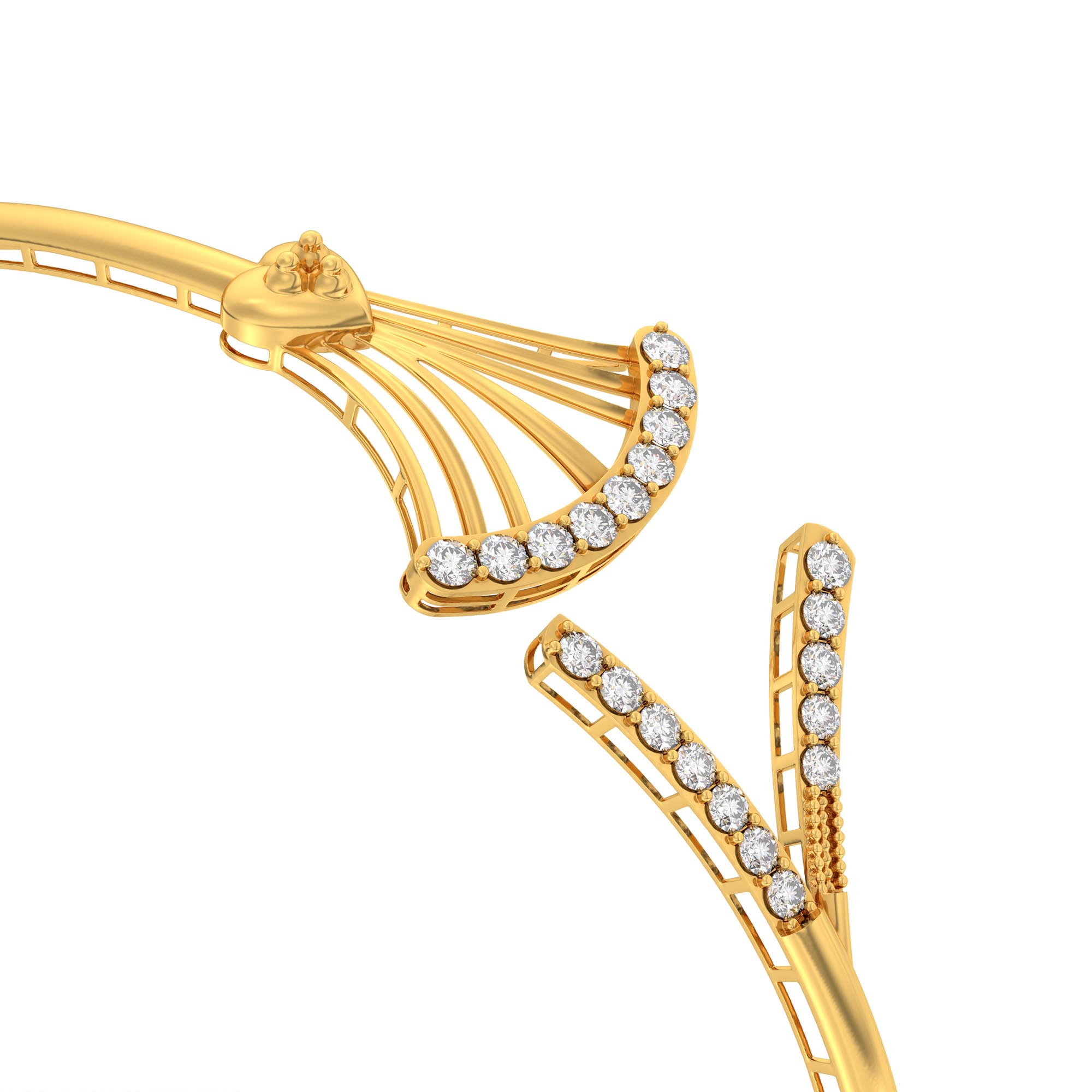 Lab-Grown Diamond Bangle in 22K Yellow Gold – 0.67 Ct, 21 Diamonds thumbnail