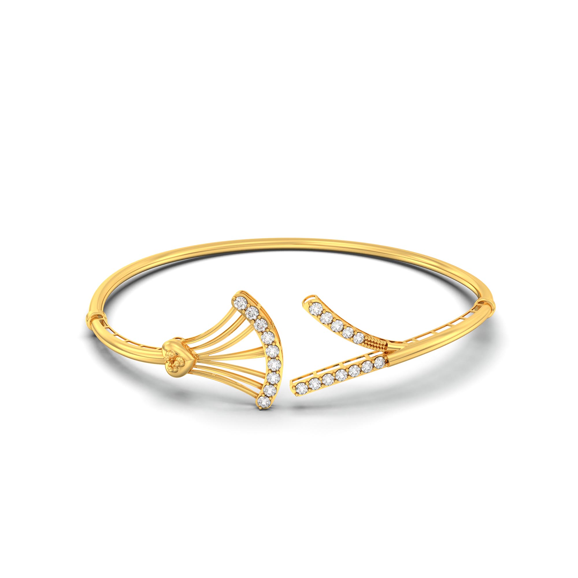 Lab-Grown Diamond Bangle in 22K Yellow Gold – 0.67 Ct, 21 Diamonds thumbnail