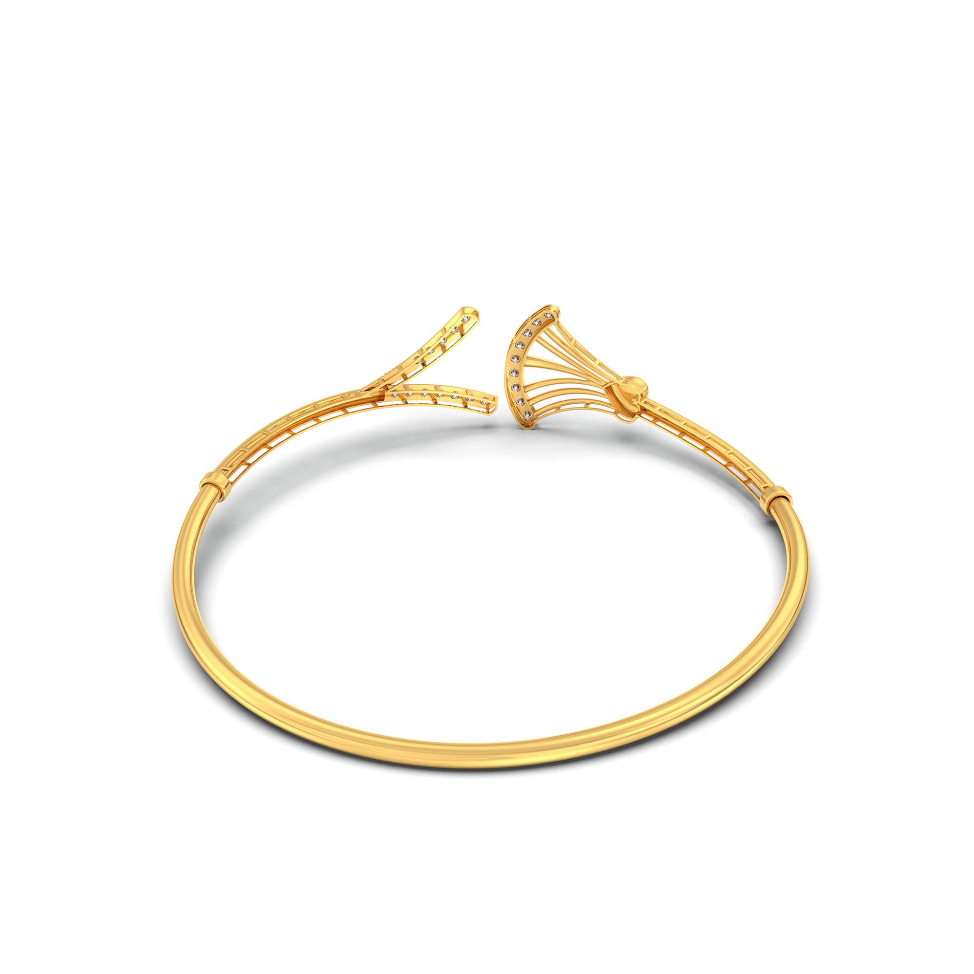 Lab-Grown Diamond Bangle in 22K Yellow Gold – 0.67 Ct, 21 Diamonds thumbnail