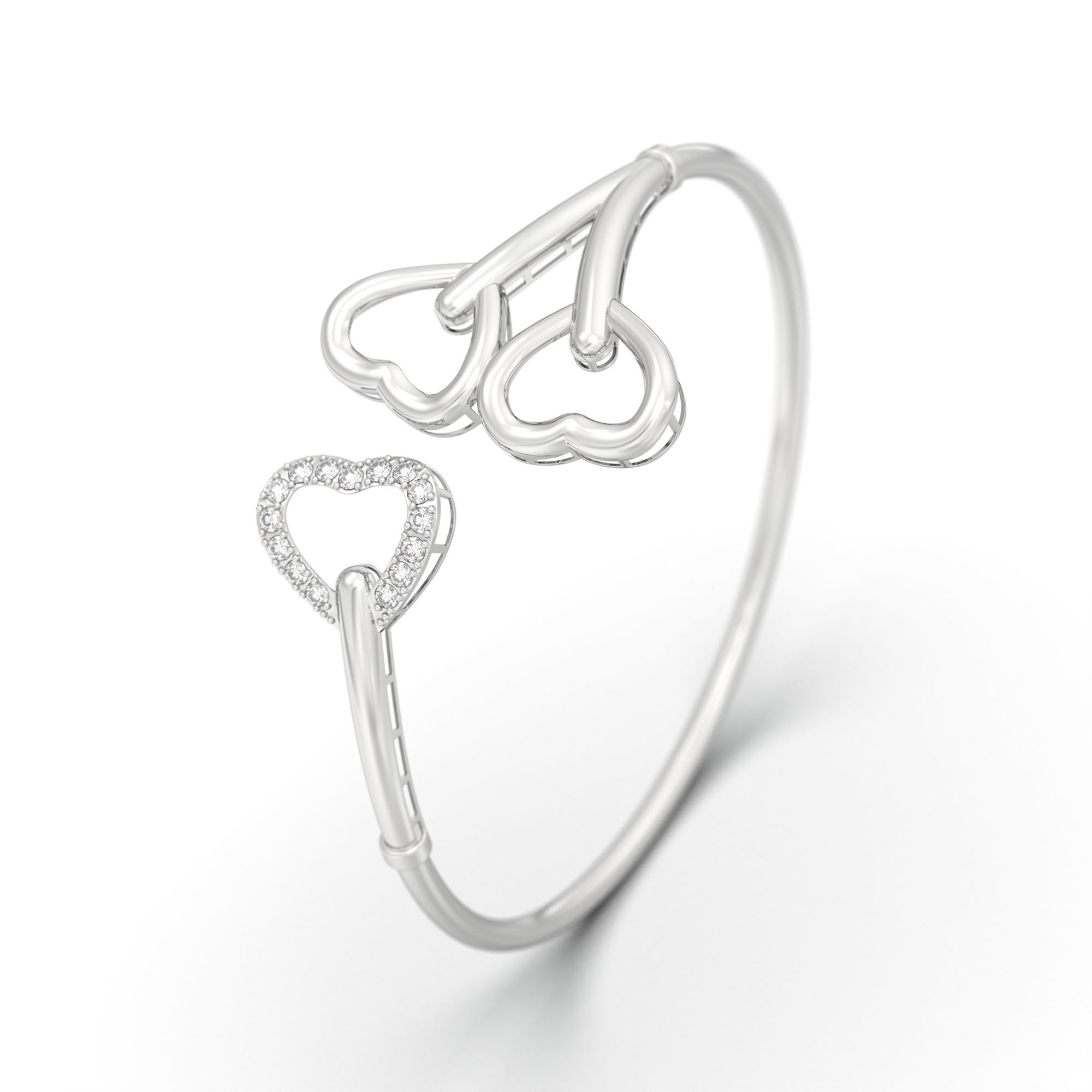 Lab-Grown Diamond Bangle in 18K White Gold – 0.41 Ct, 15 Diamonds thumbnail