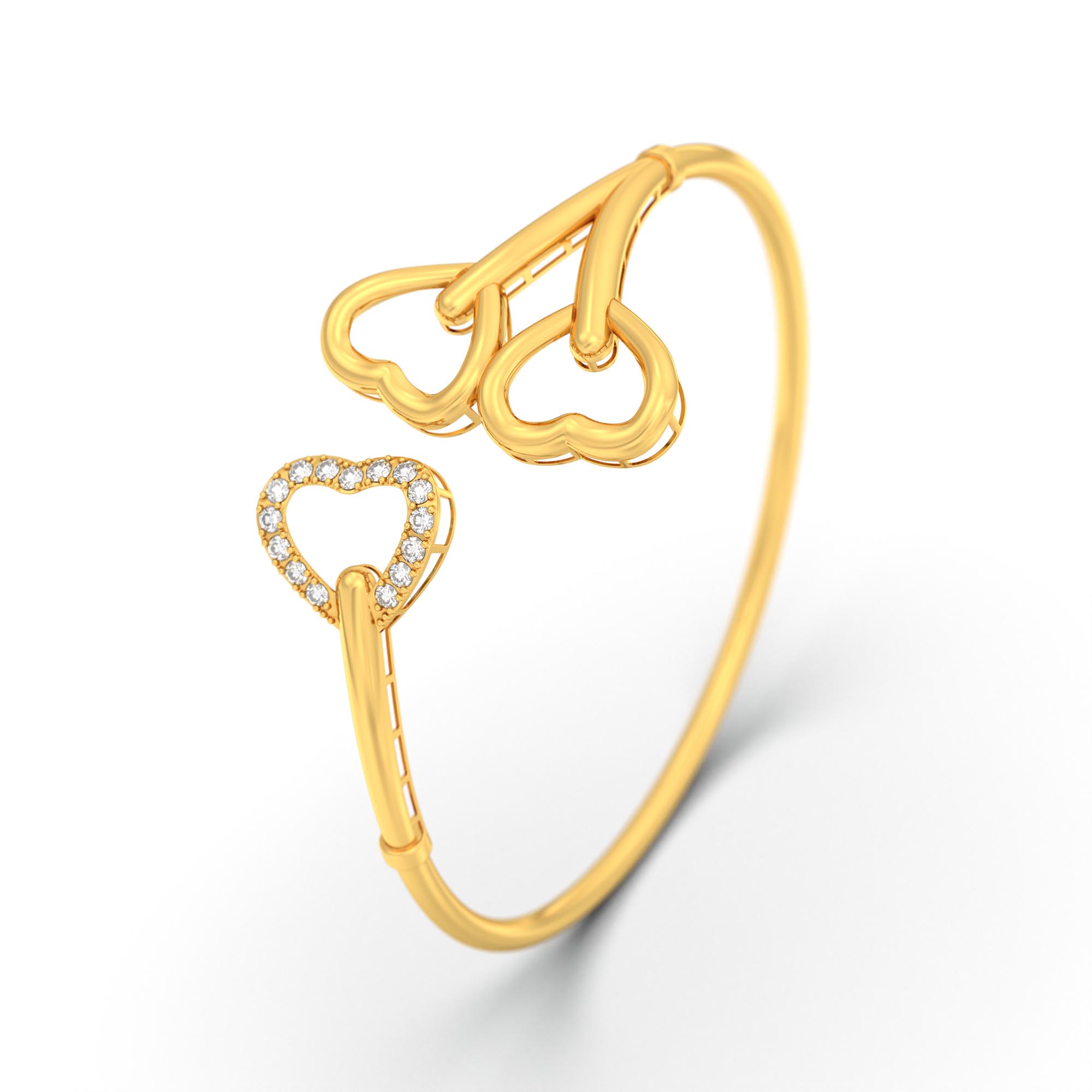 Lab-Grown Diamond Bangle in 22K Yellow Gold – 0.41 Ct, 15 Diamonds thumbnail