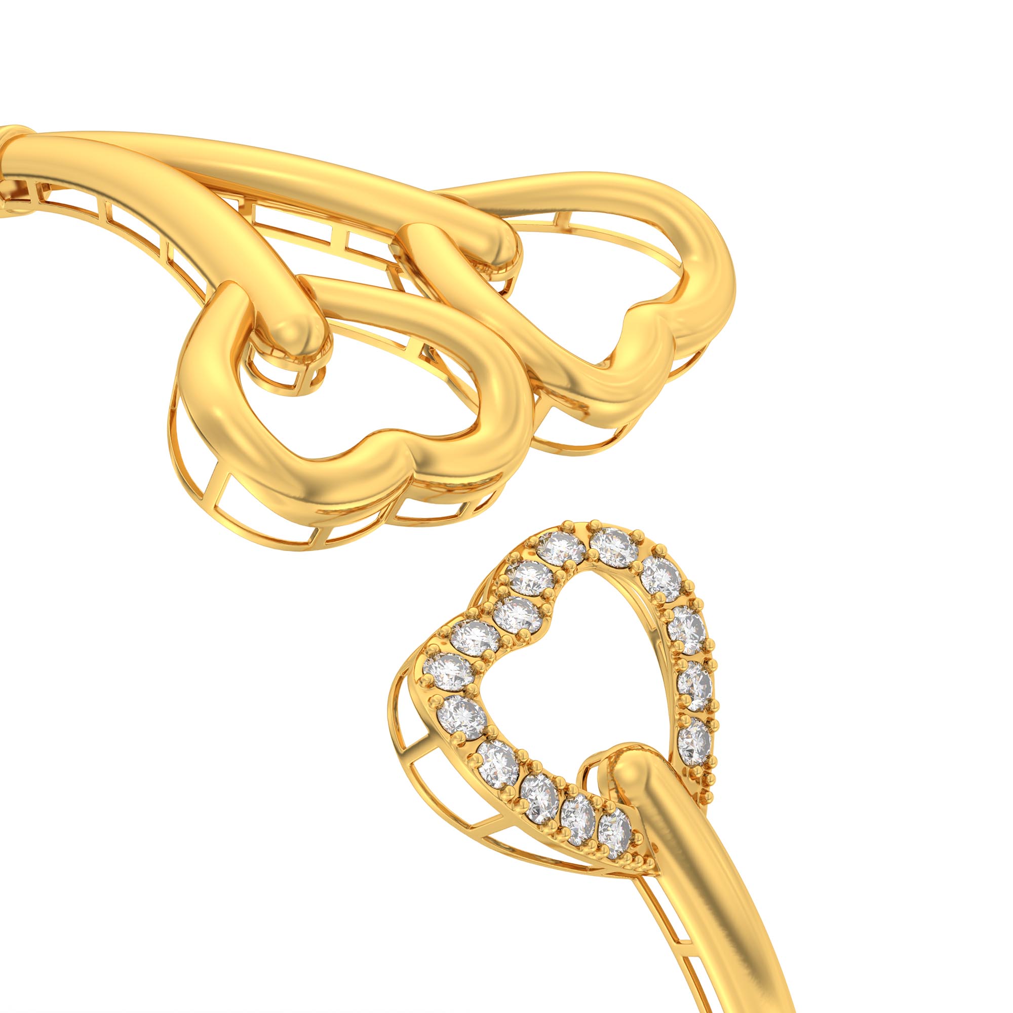 Lab-Grown Diamond Bangle in 22K Yellow Gold – 0.41 Ct, 15 Diamonds thumbnail