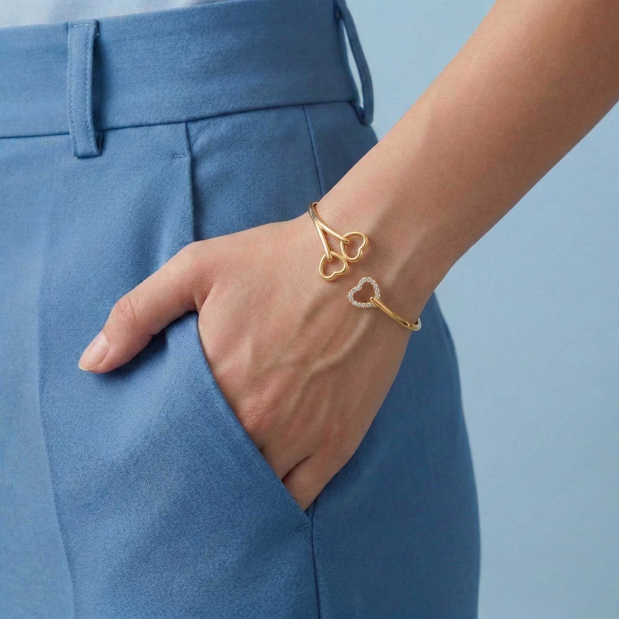 Lab-Grown Diamond Bangle in 22K Yellow Gold – 0.41 Ct, 15 Diamonds thumbnail