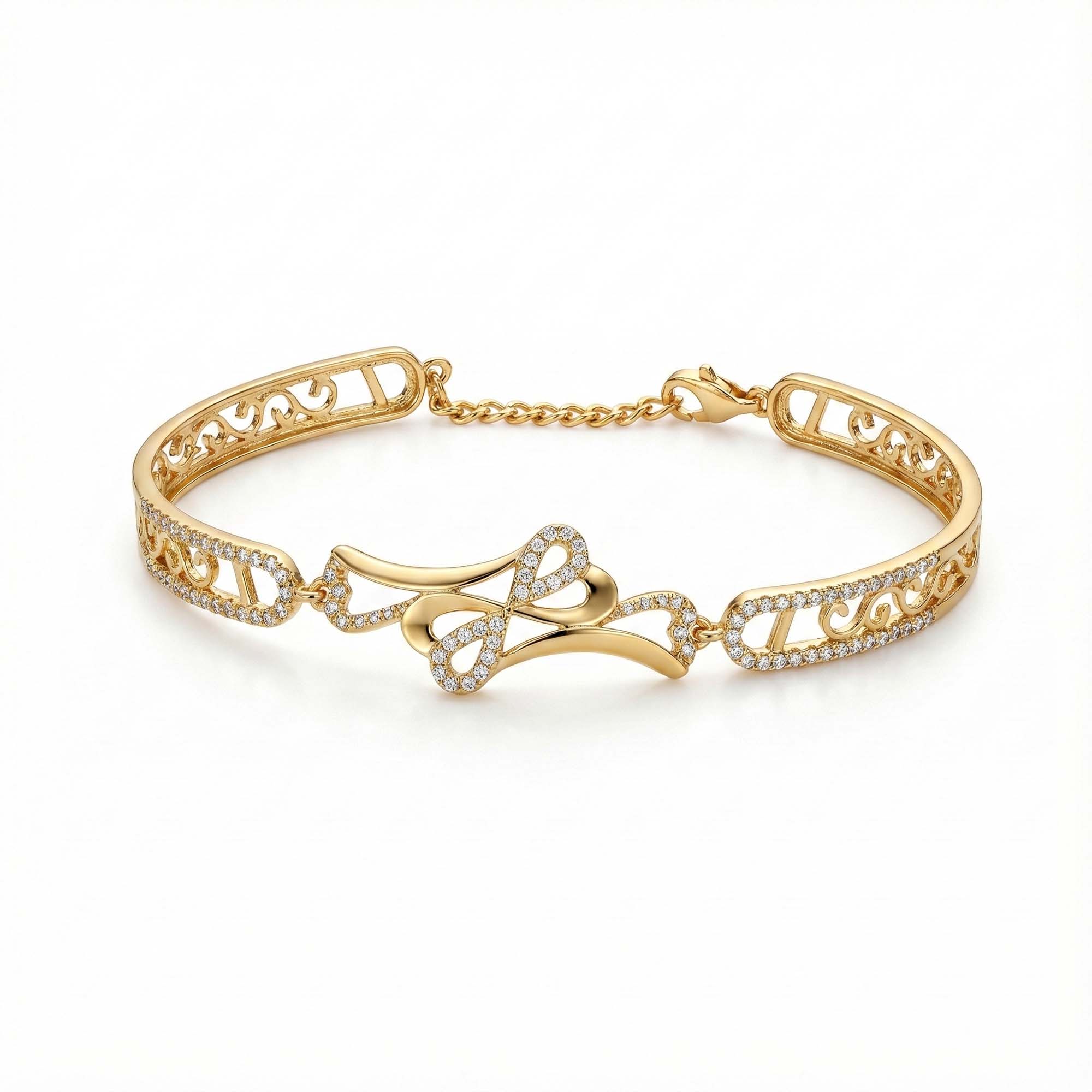 Gold-Plated Silver Bracelet with White Stones (Design K2-85) thumbnail