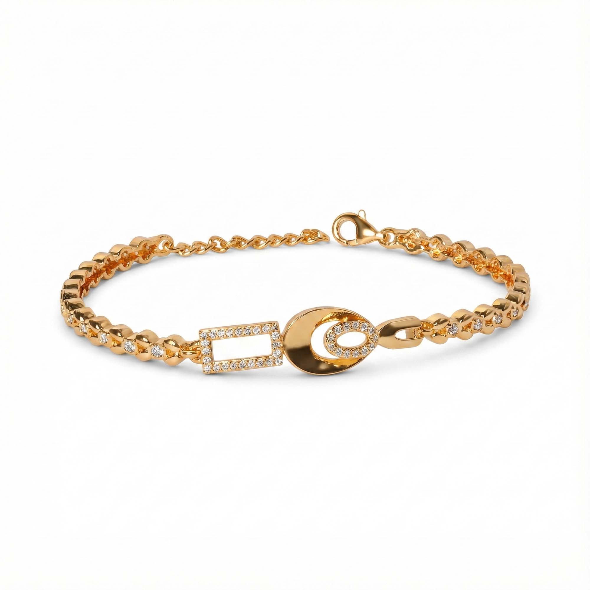 Gold-Plated Silver Bracelet with White Stones (Design K2-87) thumbnail