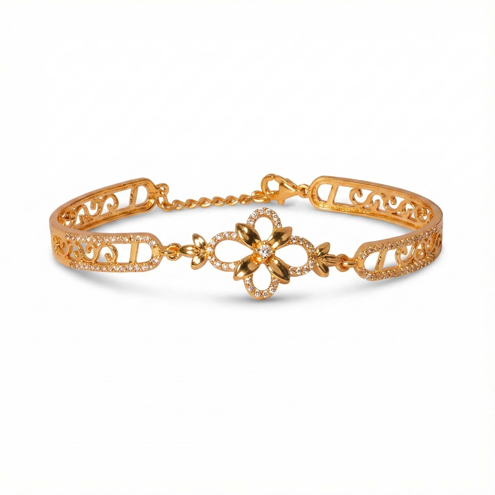 Gold-Plated Silver Bracelet with White Stones (Design K2-91) thumbnail