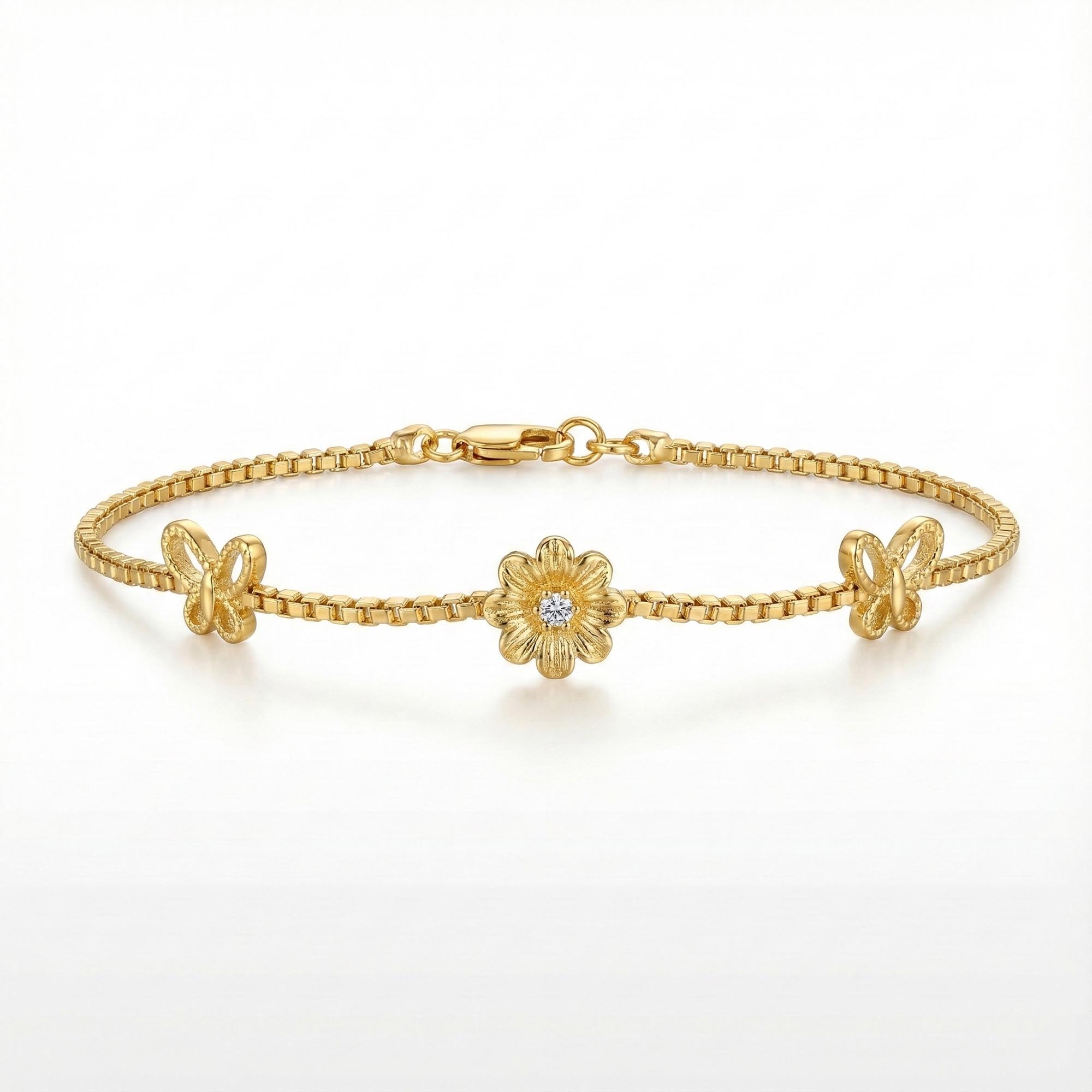 Gold-Plated Silver Bracelet with Stones (Design K2-95) thumbnail