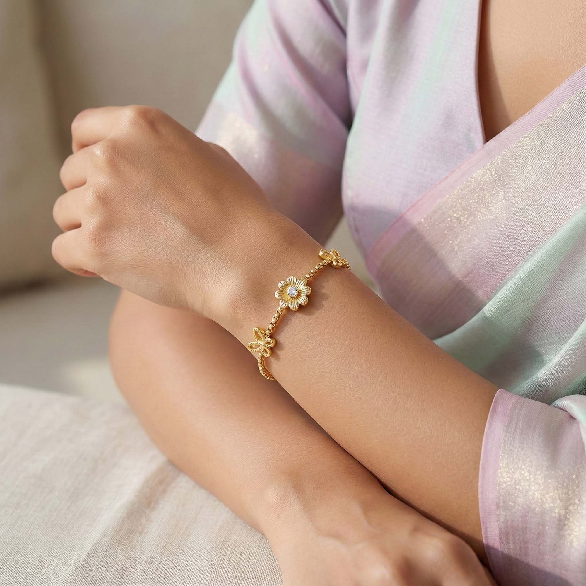 Gold-Plated Silver Bracelet with Stones (Design K2-95) thumbnail