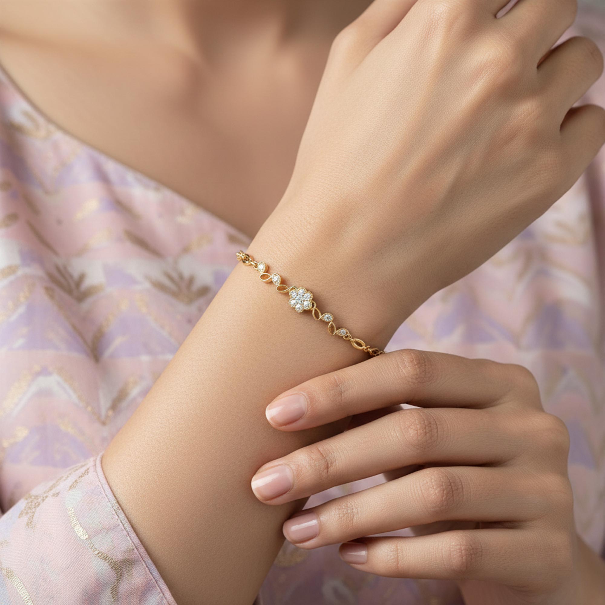 Gold-Plated Silver Bracelet with Stones (Design K2-101) thumbnail